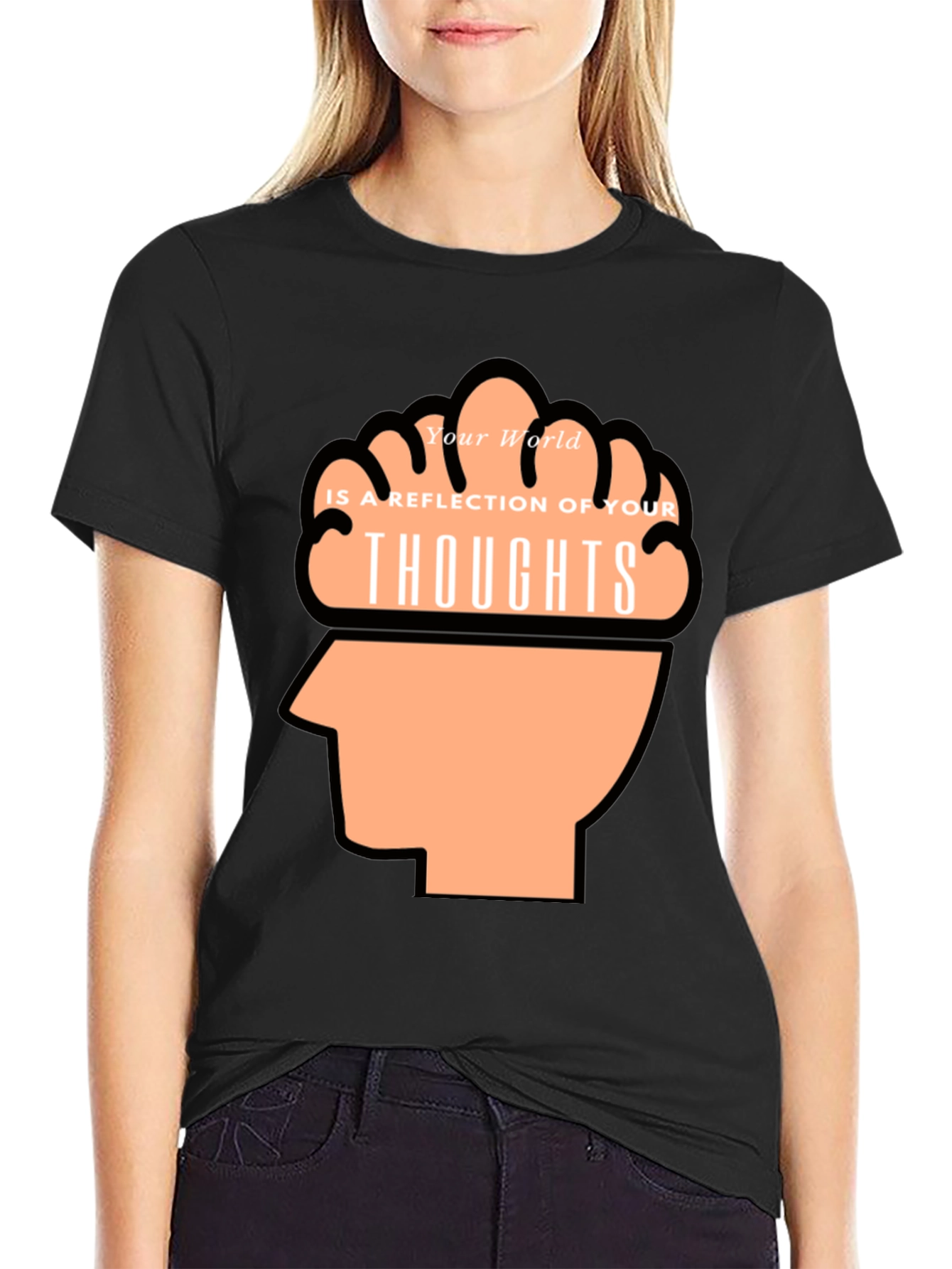 Thoughtful Reflection Graphic Tee - Mens Black T-Shirt