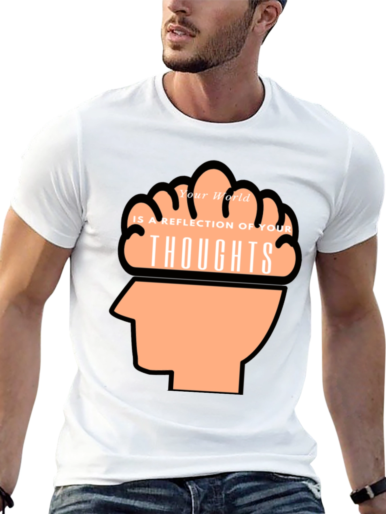 Thoughtful Reflection Graphic Tee - Mens Black T-Shirt