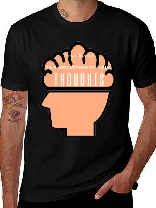 Thoughtful Reflection Graphic Tee - Mens Black T-Shirt