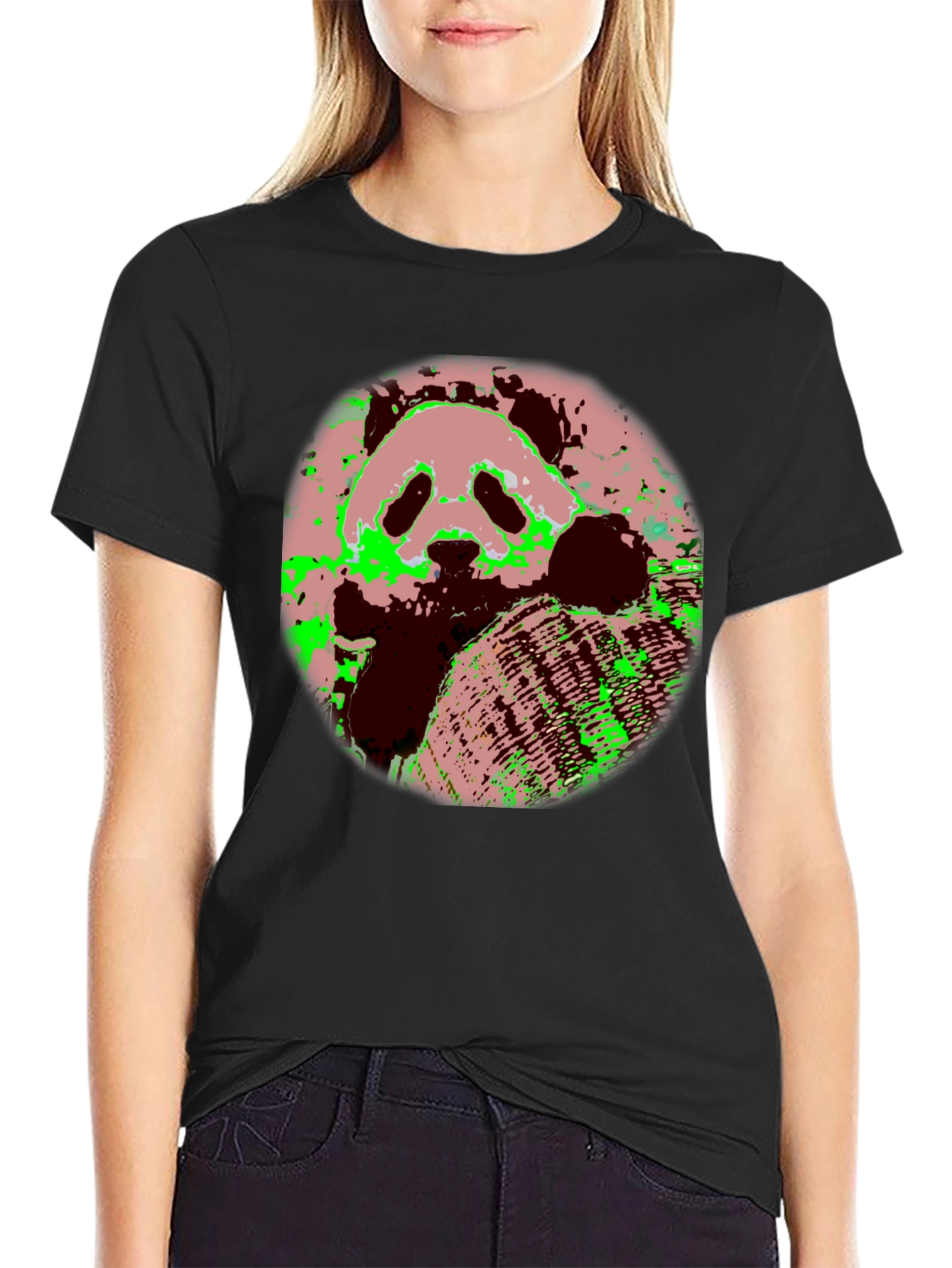 Panda Print Black T-Shirt - Unique Graphic Tee