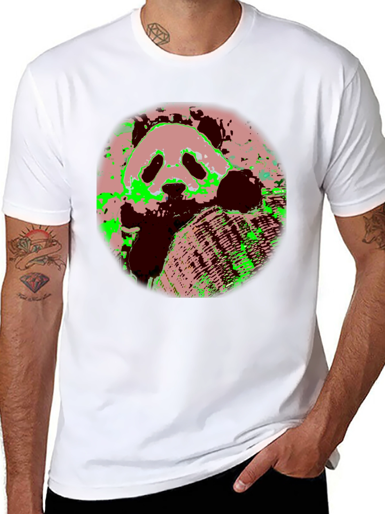 Panda Print Black T-Shirt - Unique Graphic Tee