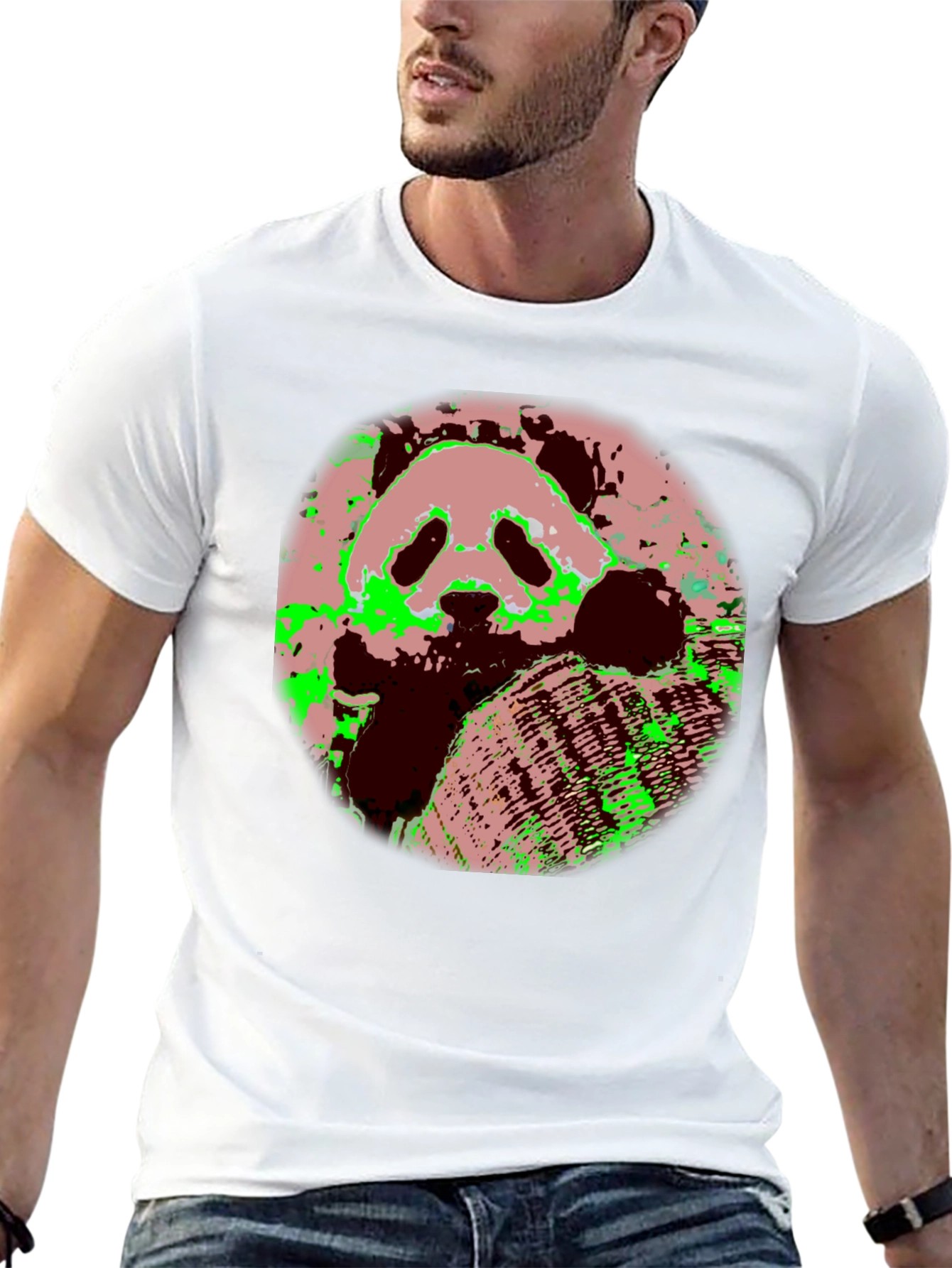 Panda Print Black T-Shirt - Unique Graphic Tee
