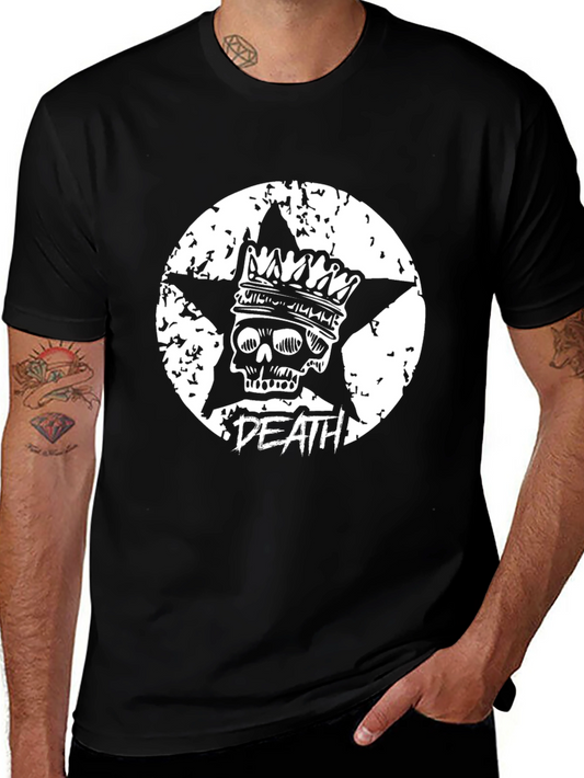 Skull Crown Death Star T-Shirt - Grunge Style