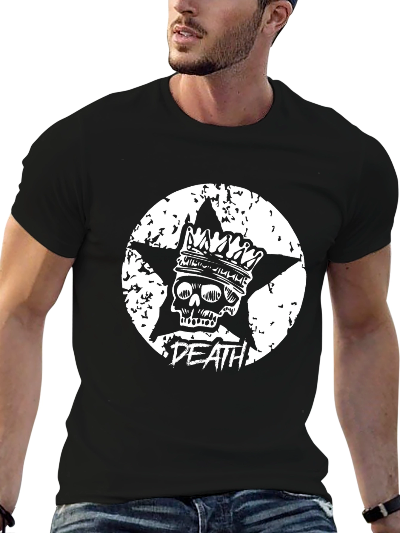 Skull Crown Death Star T-Shirt - Grunge Style