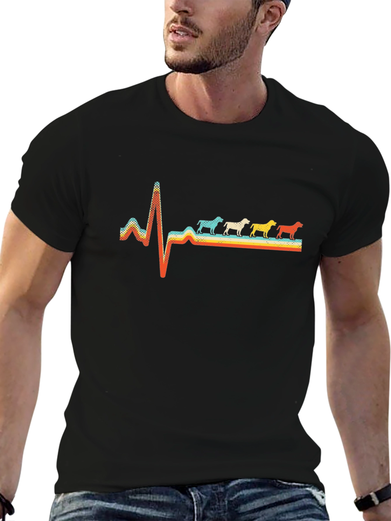 Retro Dog Breed Heartbeat Graphic Tee