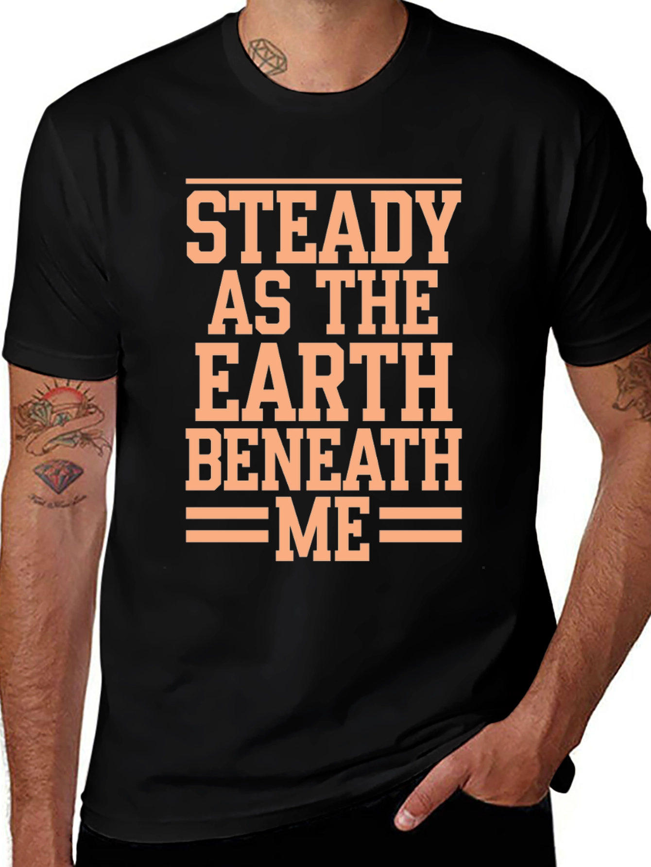 Steady Earth Beneath Me Black Graphic T-Shirt