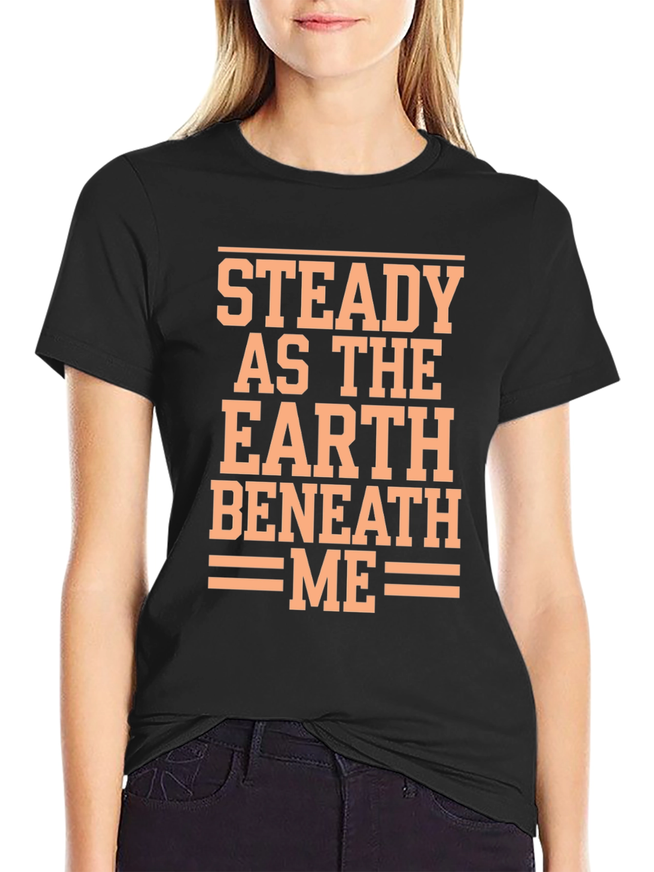 Steady Earth Beneath Me Black Graphic T-Shirt