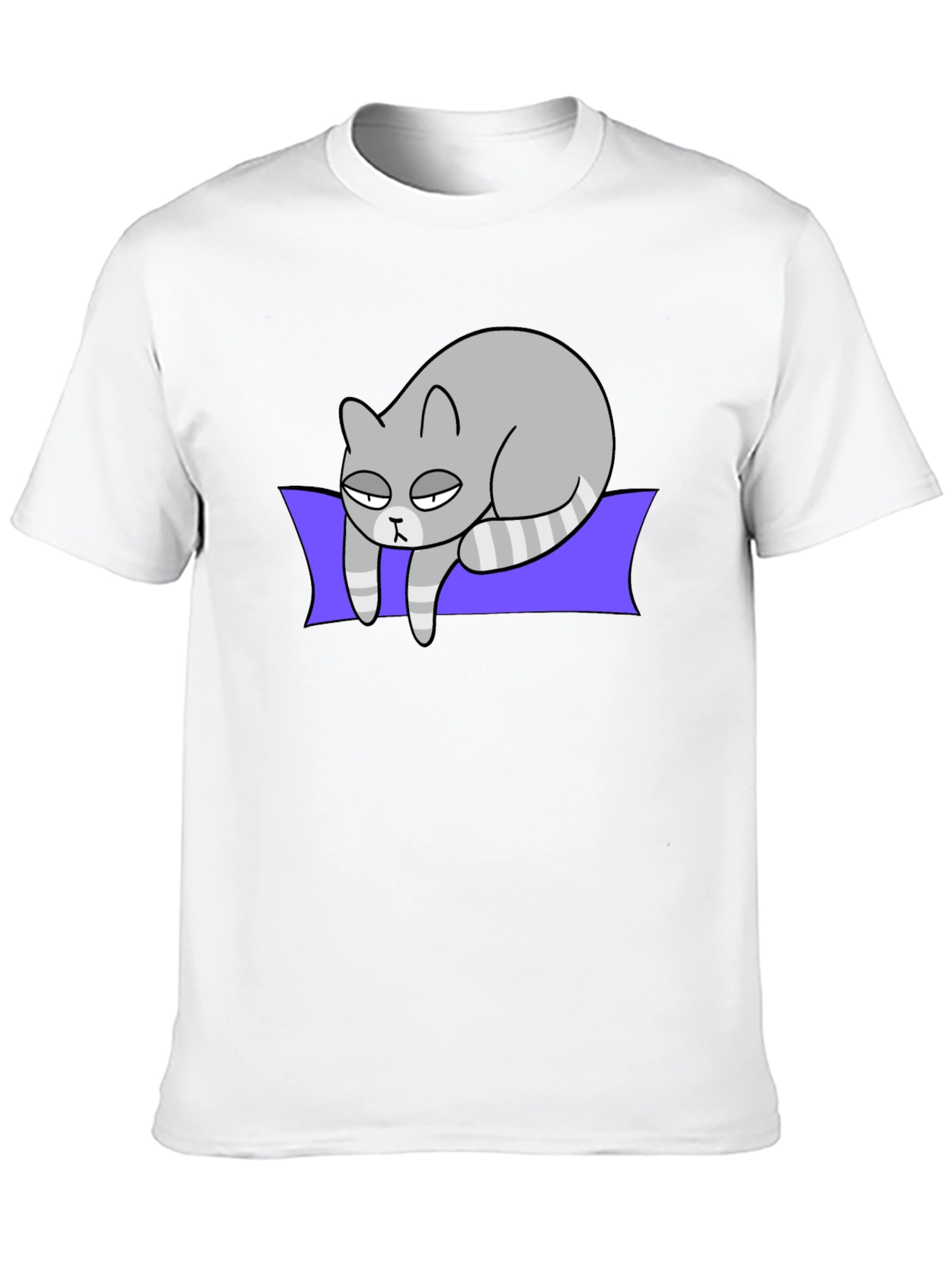 Lazy Cat Graphic Tee - Black Cotton T-Shirt