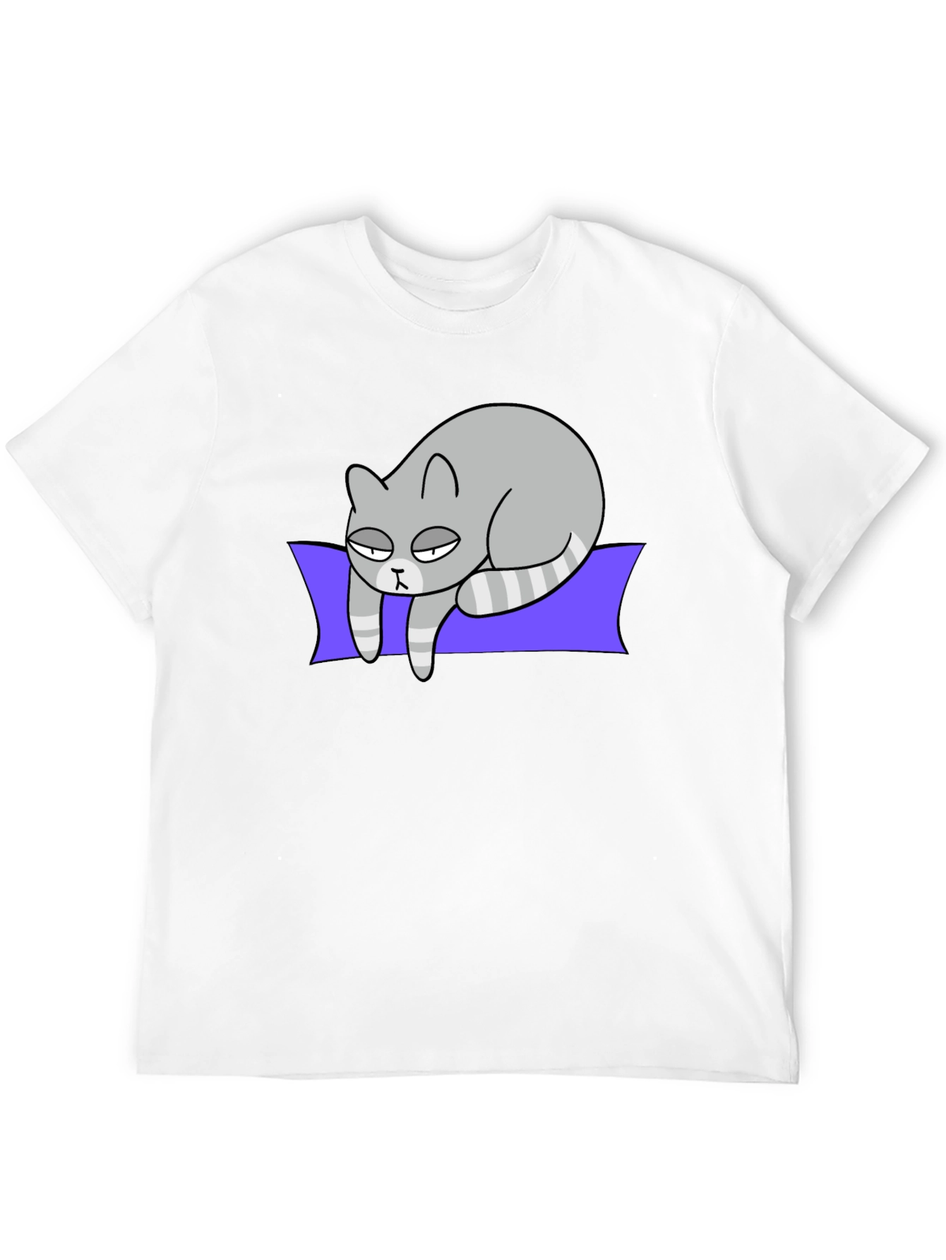 Lazy Cat Graphic Tee - Black Cotton T-Shirt