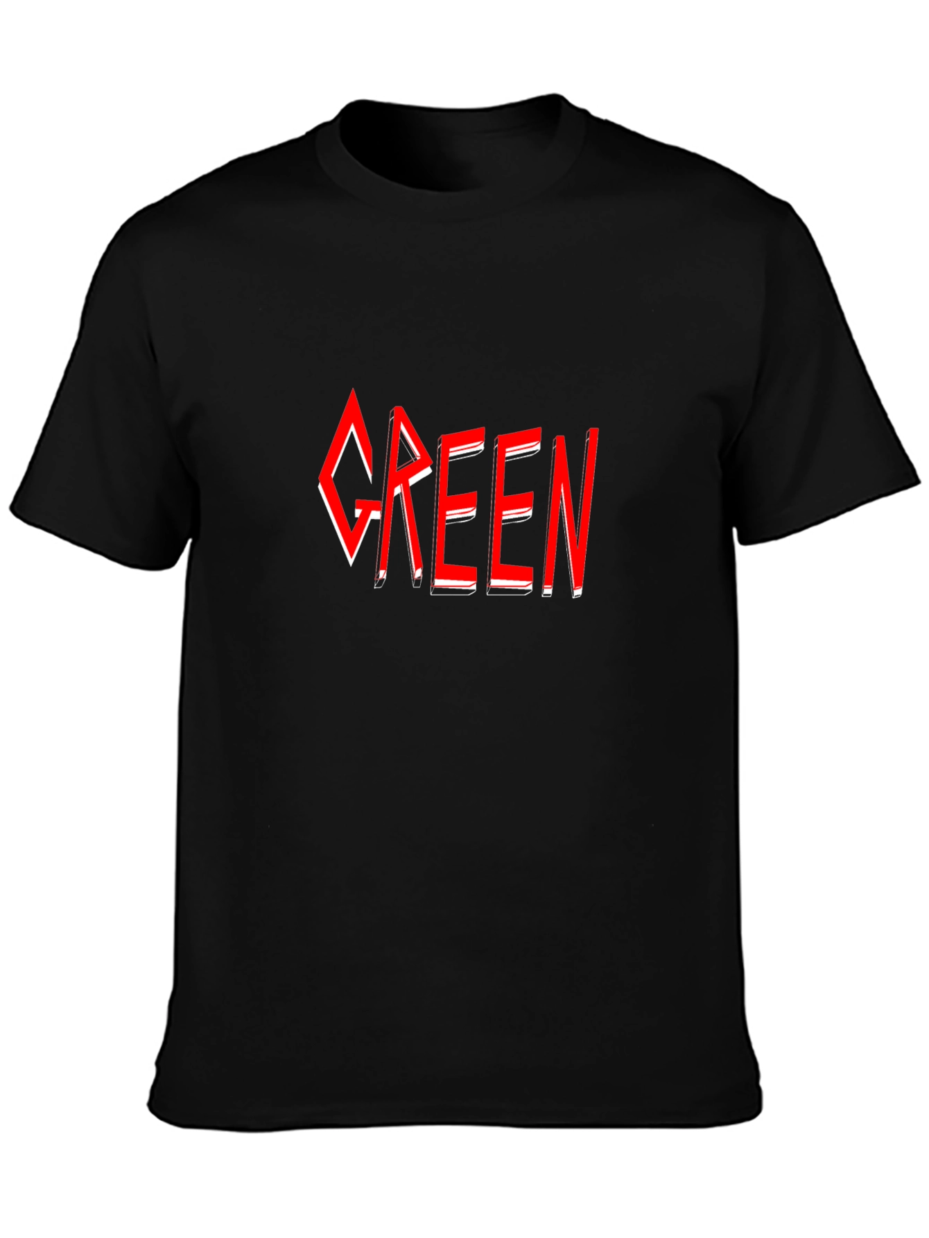 Green T-Shirt - Red Graphic Design