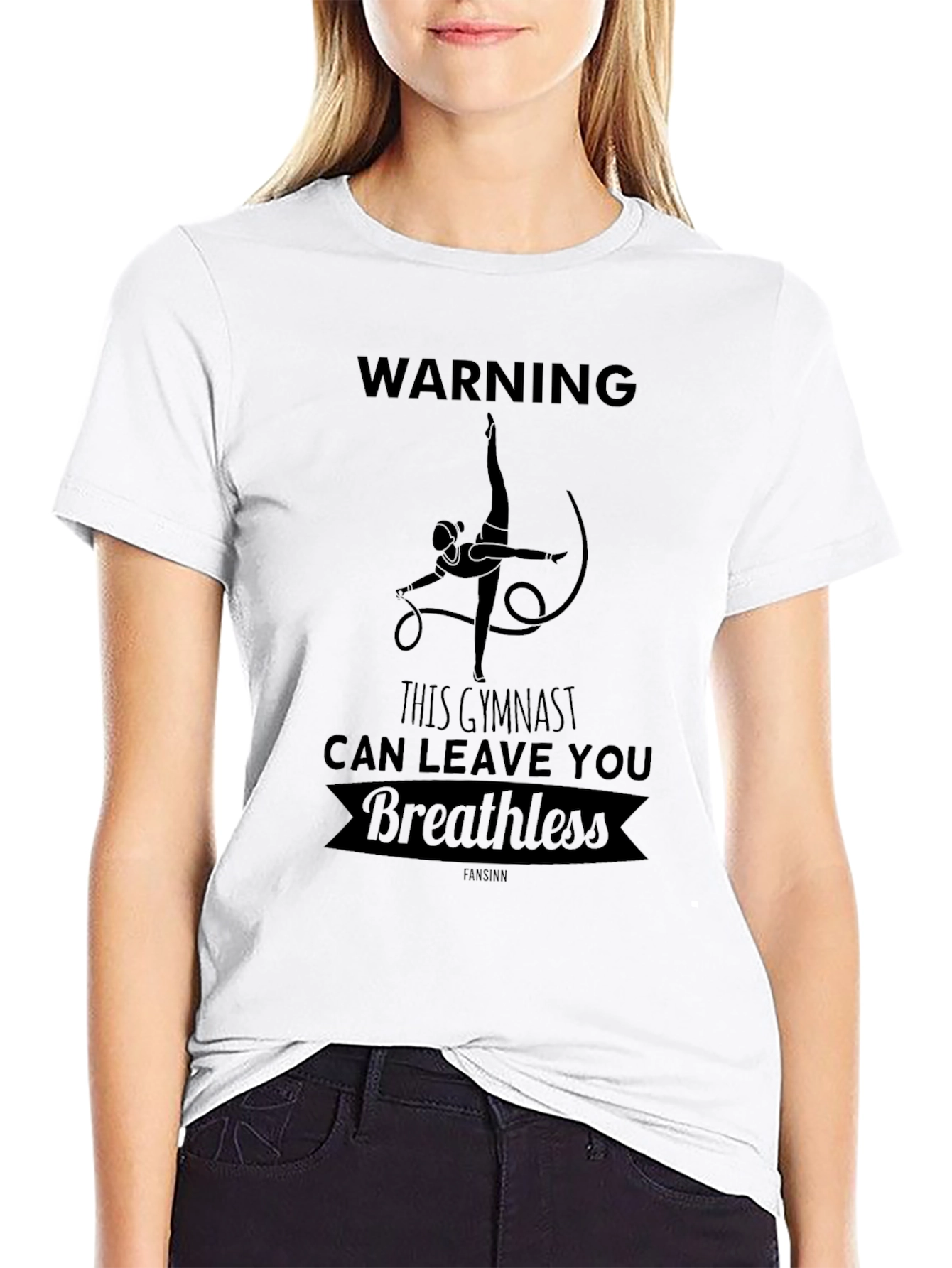 Warning Gymnast Breathless Black Graphic Tee