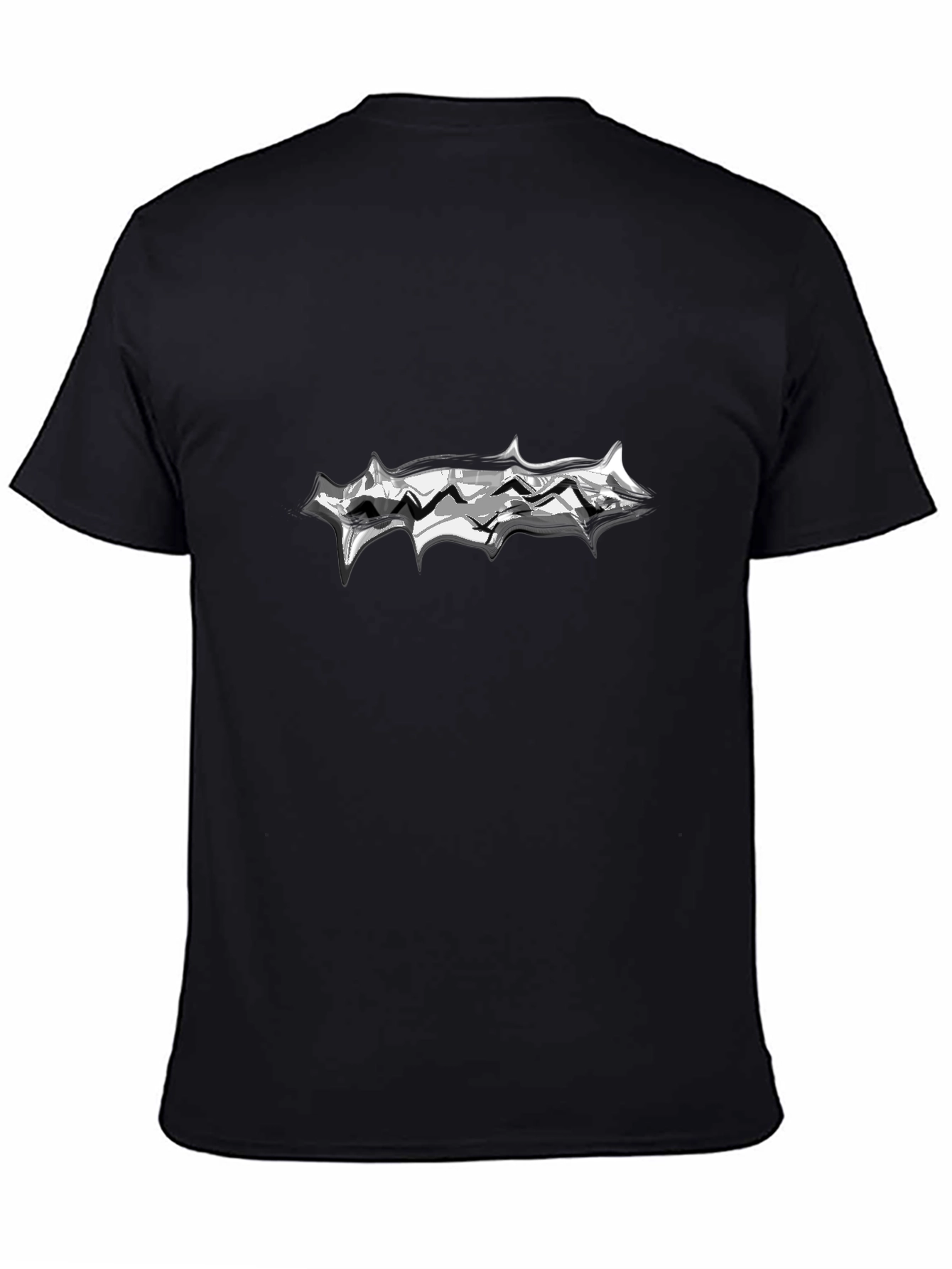 Mens Black T-Shirt with Abstract Silver Graphic