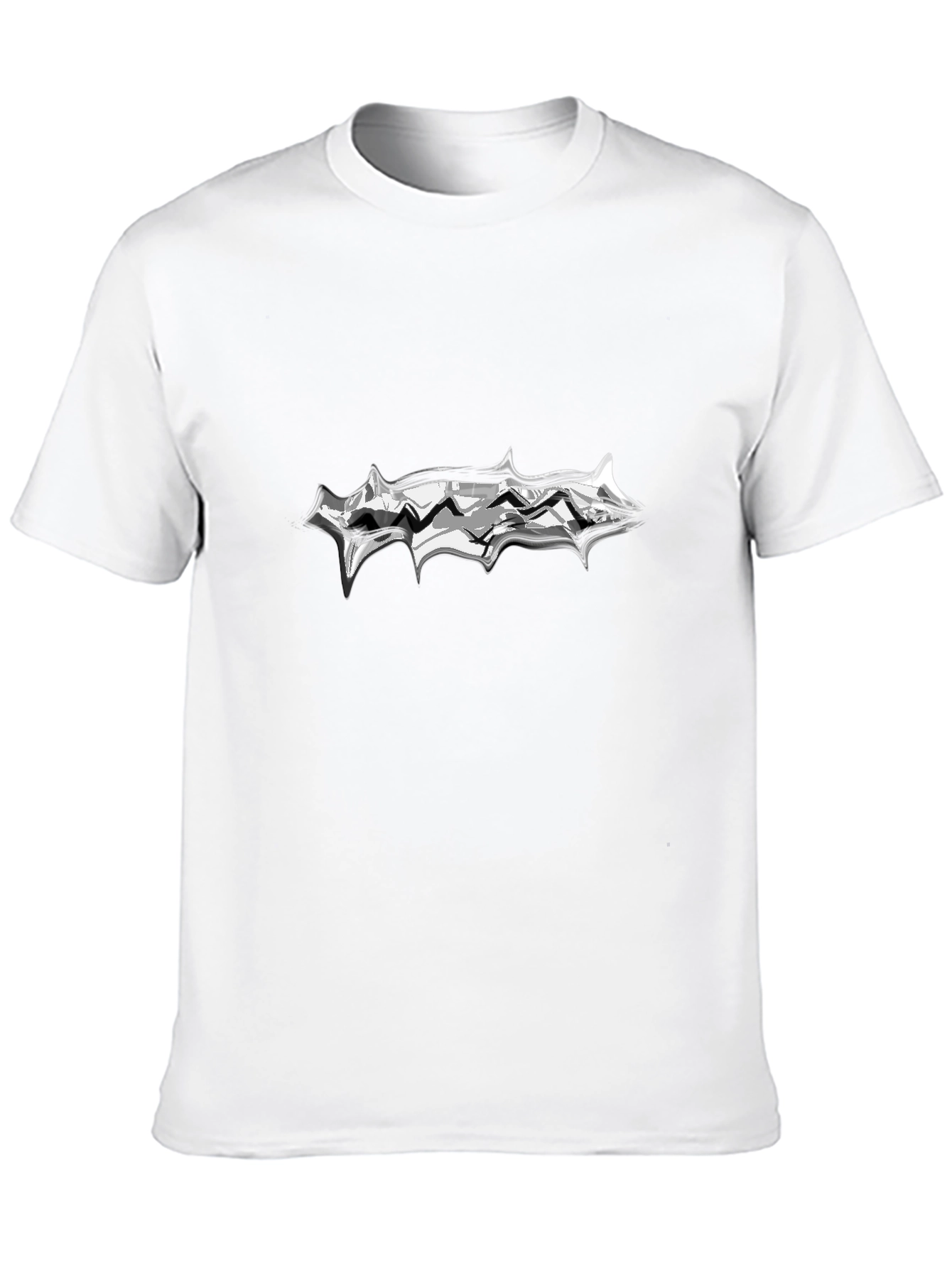 Mens Black T-Shirt with Abstract Silver Graphic