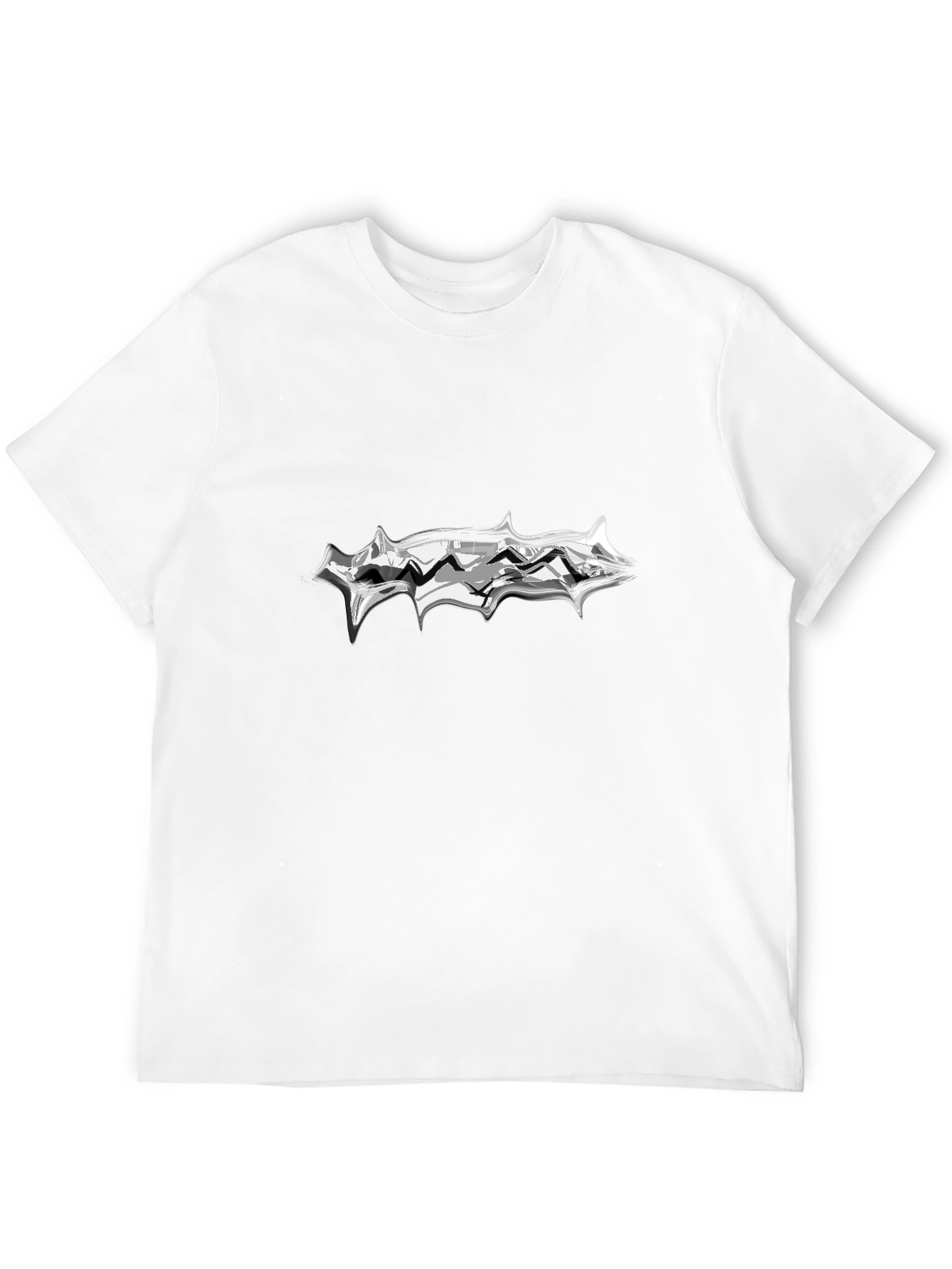 Mens Black T-Shirt with Abstract Silver Graphic