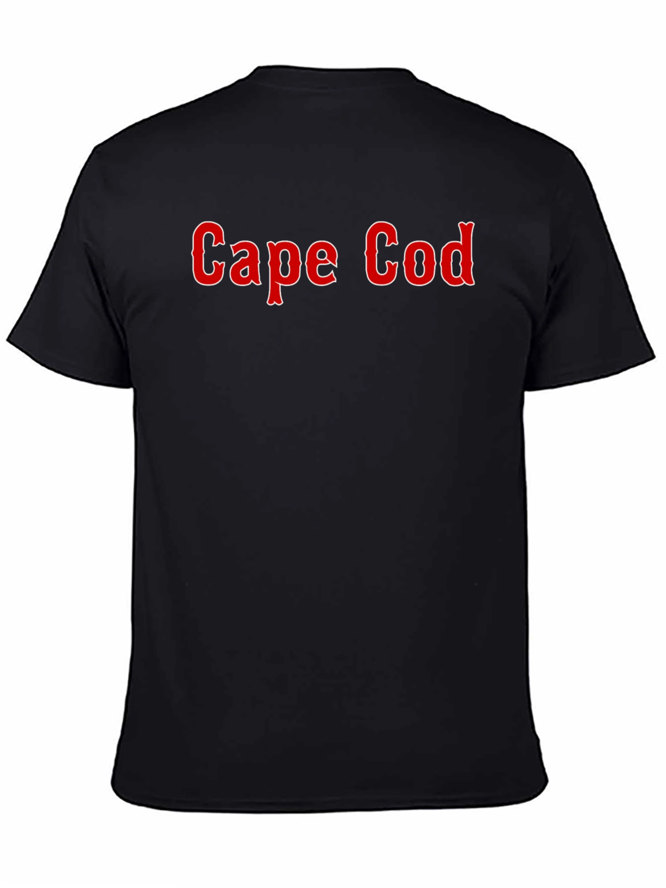 Cape Cod Black T-Shirt - Classic Red Text Design