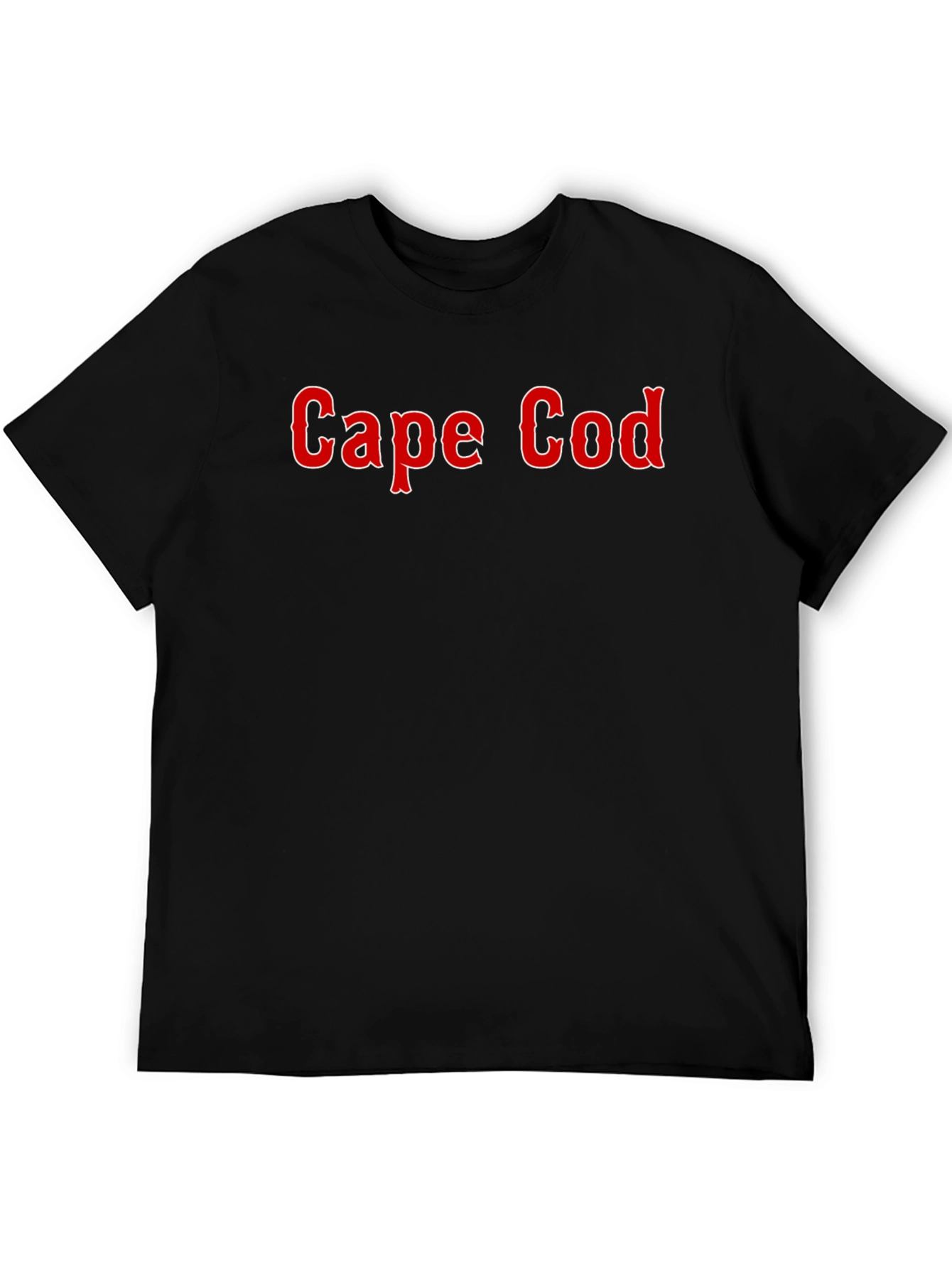 Cape Cod Black T-Shirt - Classic Red Text Design