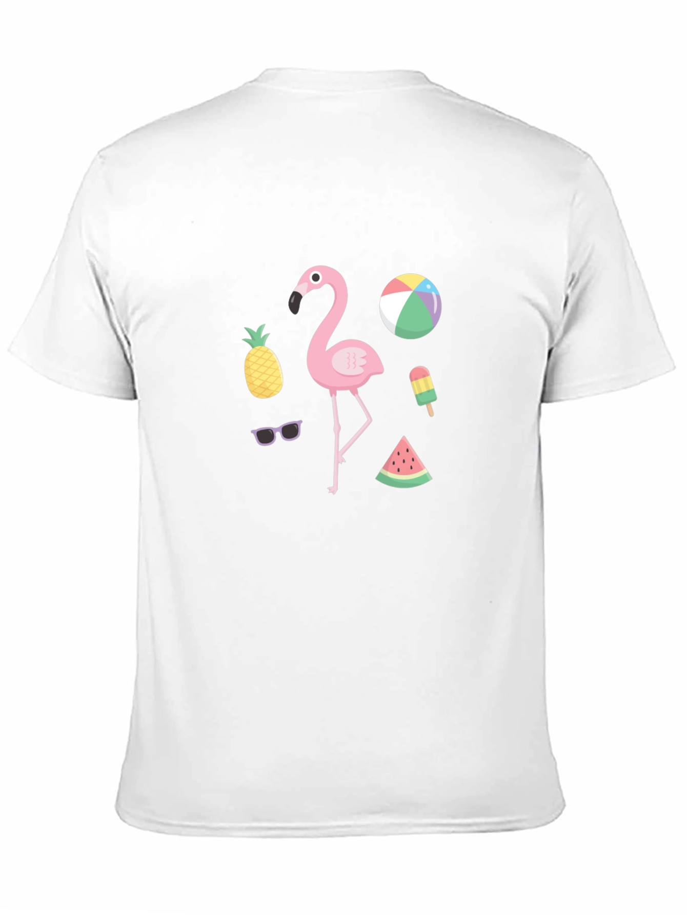 Summer Fun Graphic Tee - Flamingo & Fruit Design