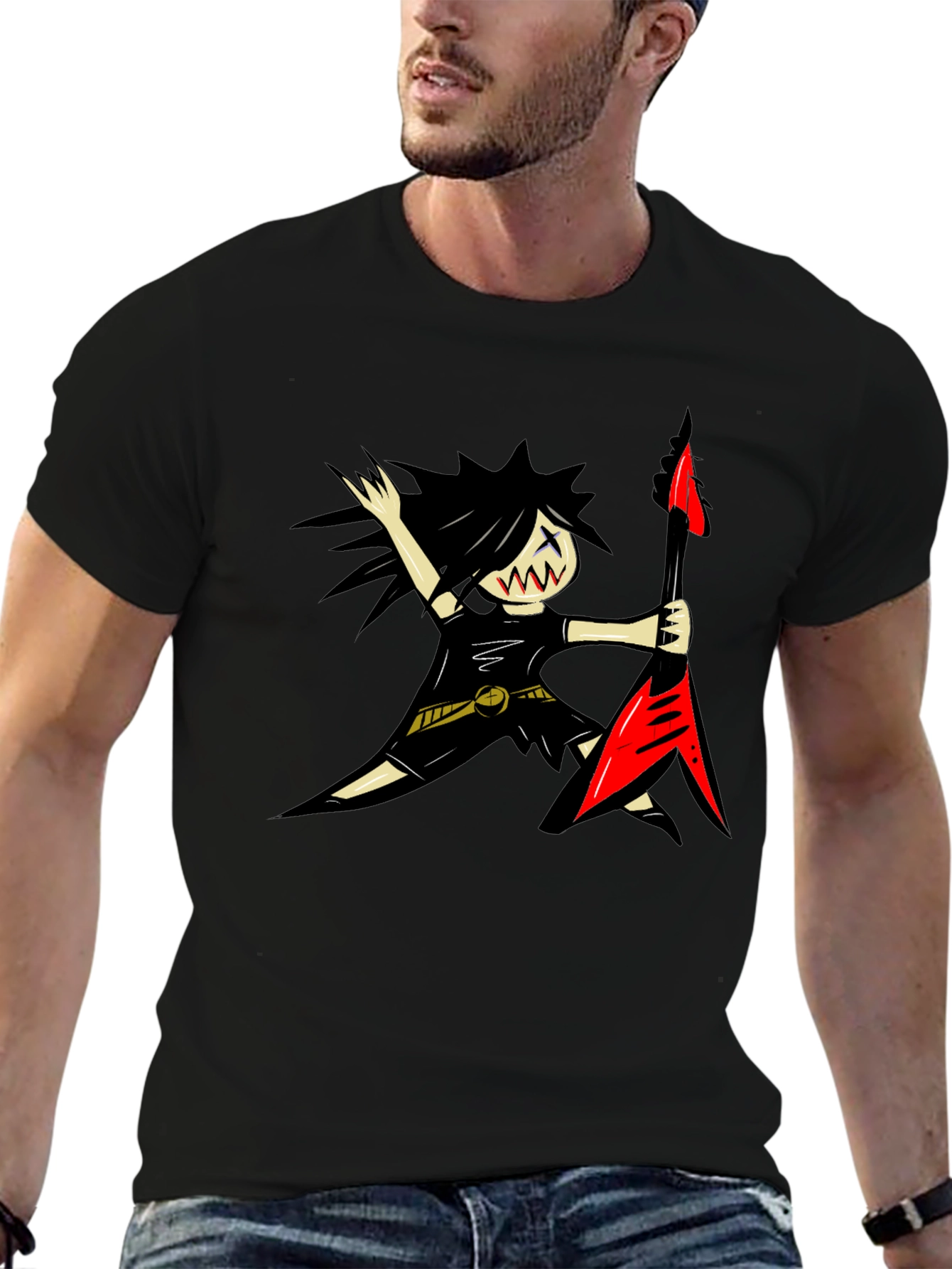 Cartoon Rocker T-Shirt - Fun Music Lover Tee