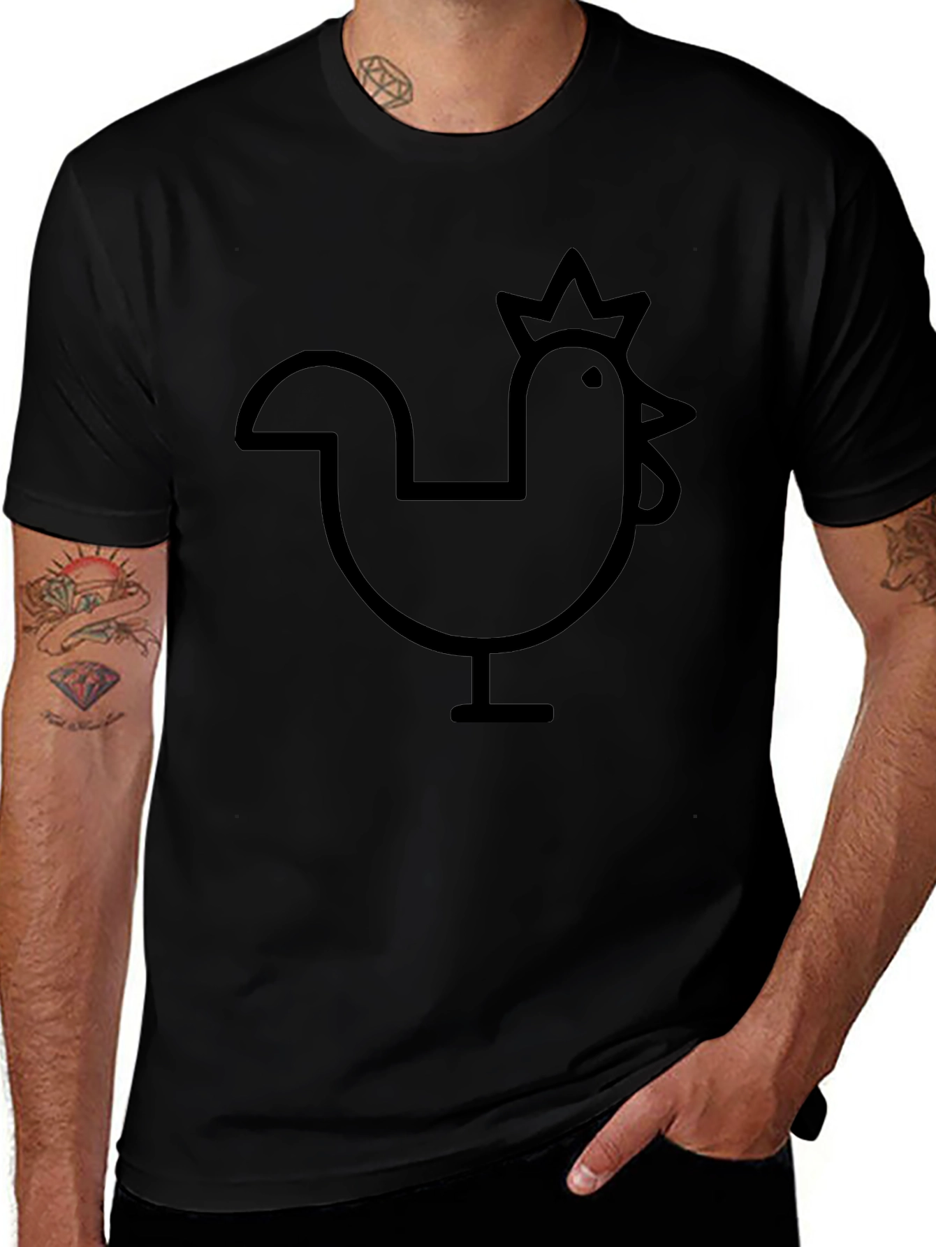 Black Chicken Graphic Tee - Casual Comfort