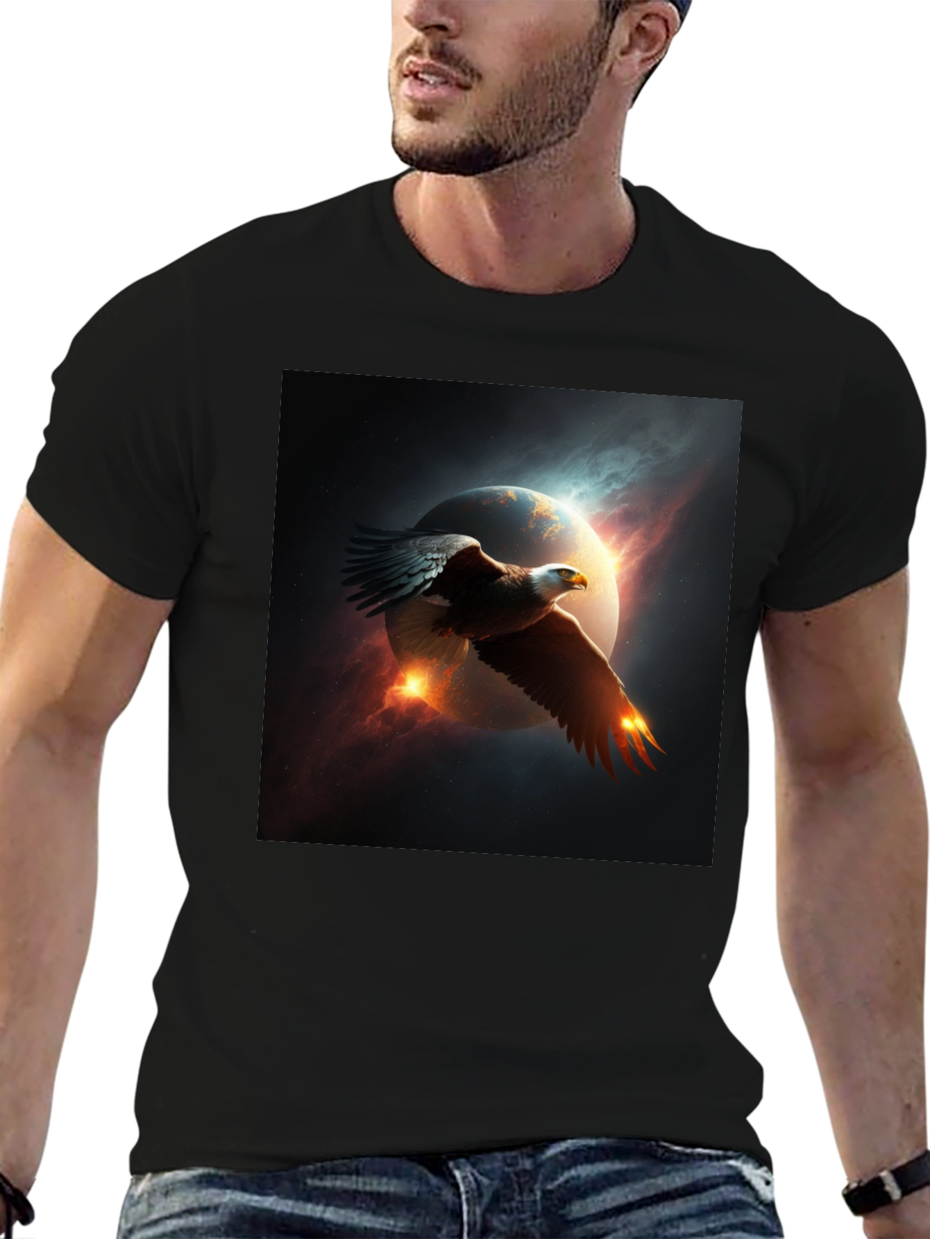 Eagle Space Graphic Black T-Shirt