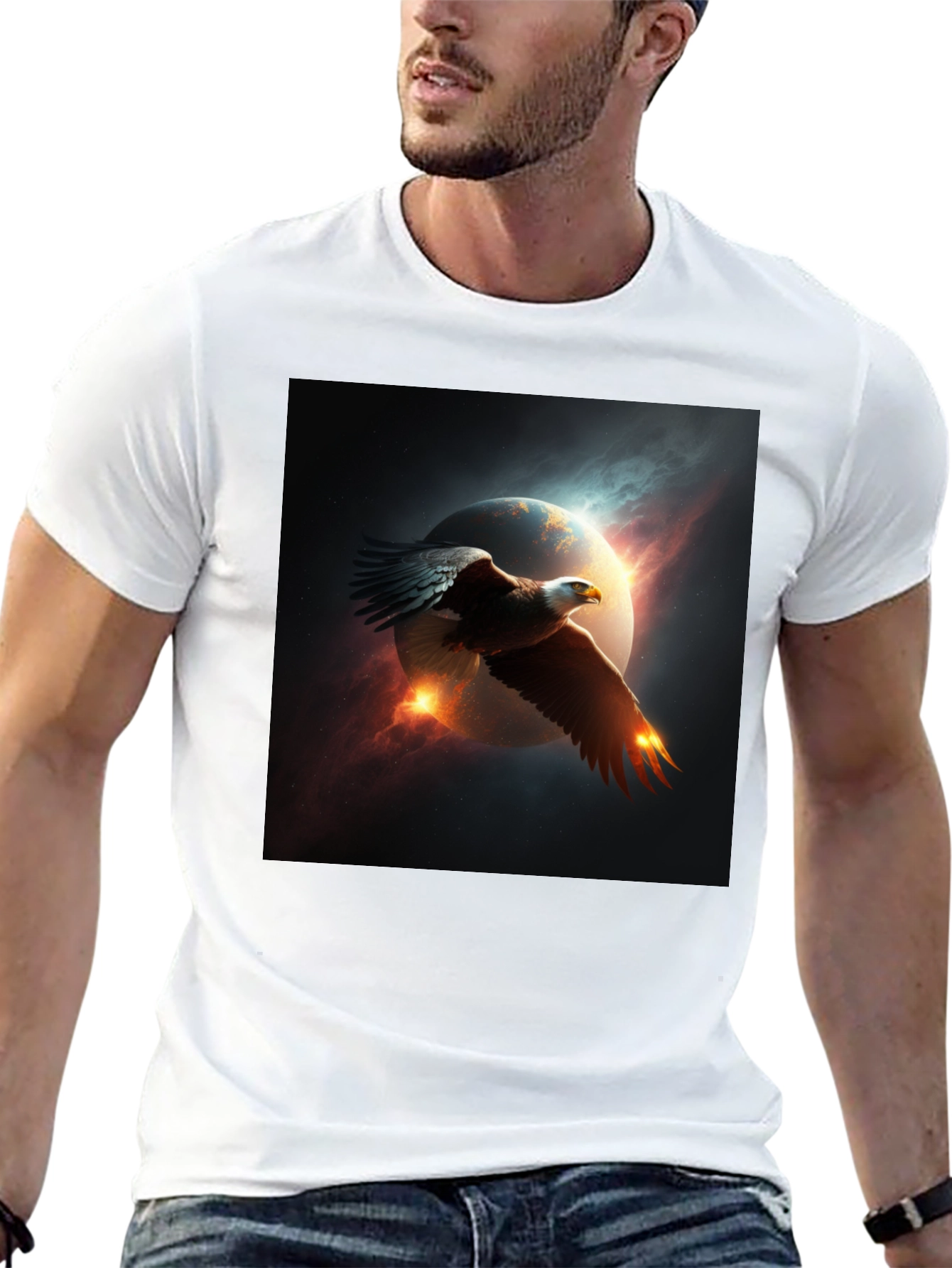 Eagle Space Graphic Black T-Shirt
