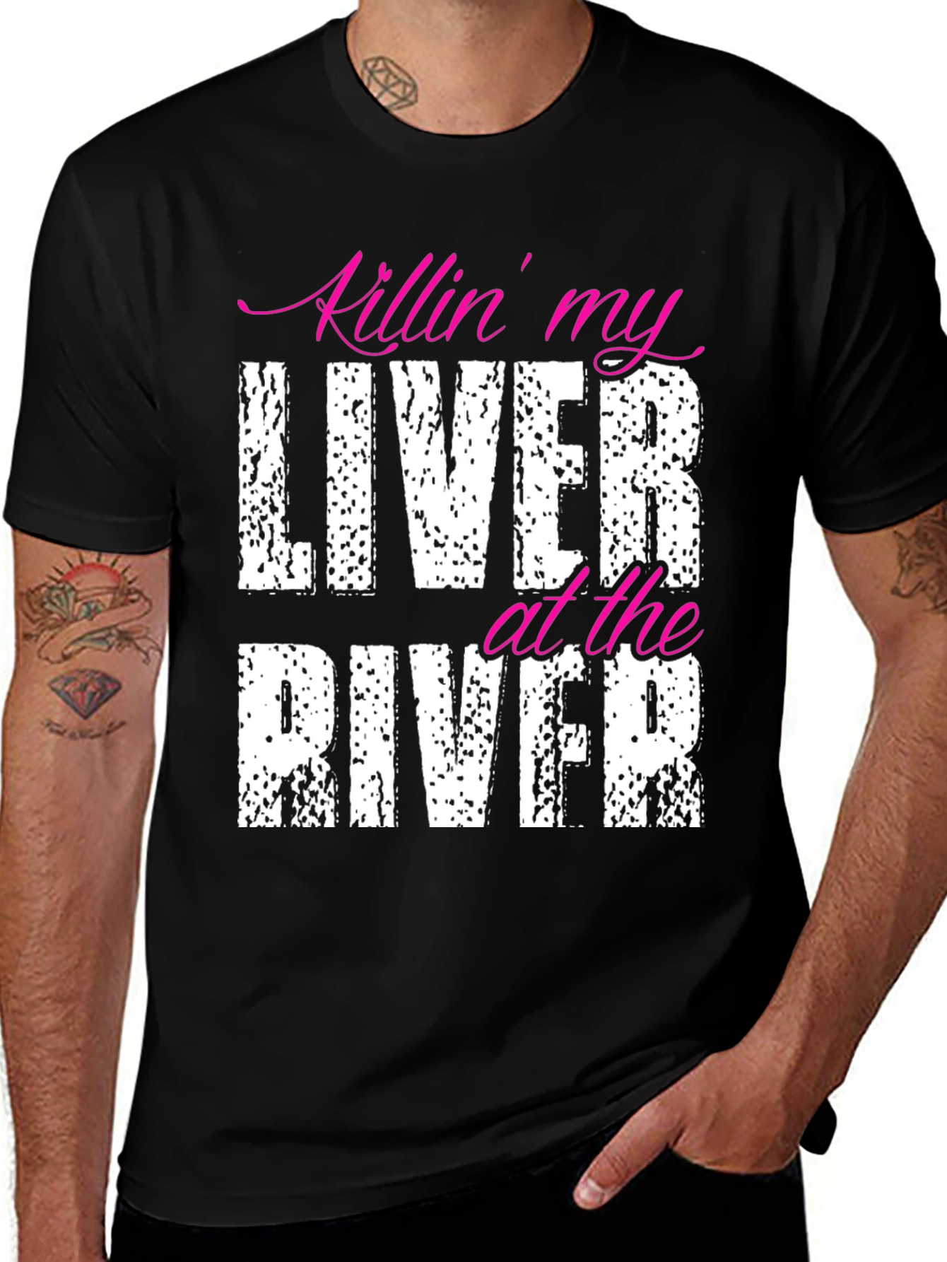 Killin My Liver at the River Black T-Shirt