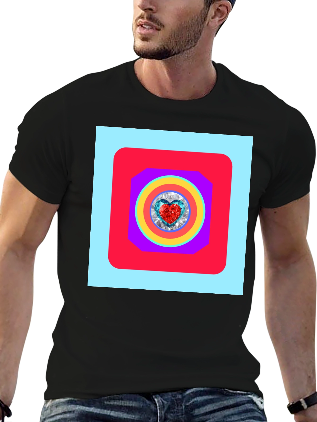 Geometric Heart Graphic Tee - Stylish Menswear