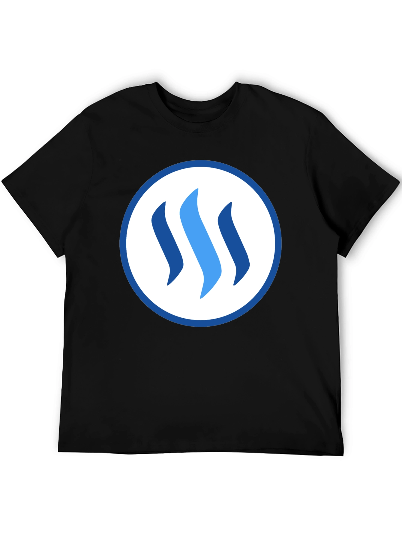 Stylish Blue Logo Graphic Black T-Shirt