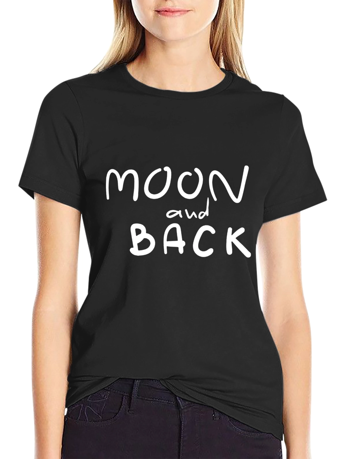 Moon and Back Graphic Tee - Soft Black T-Shirt