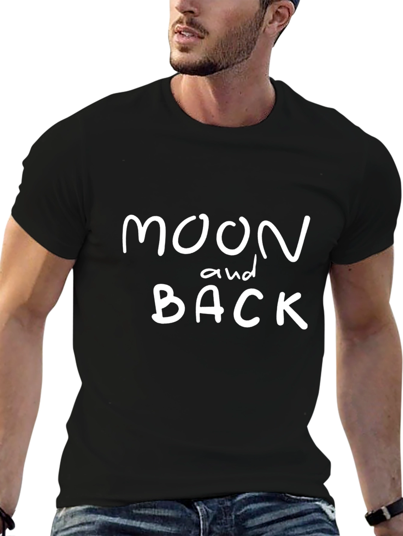 Moon and Back Graphic Tee - Soft Black T-Shirt