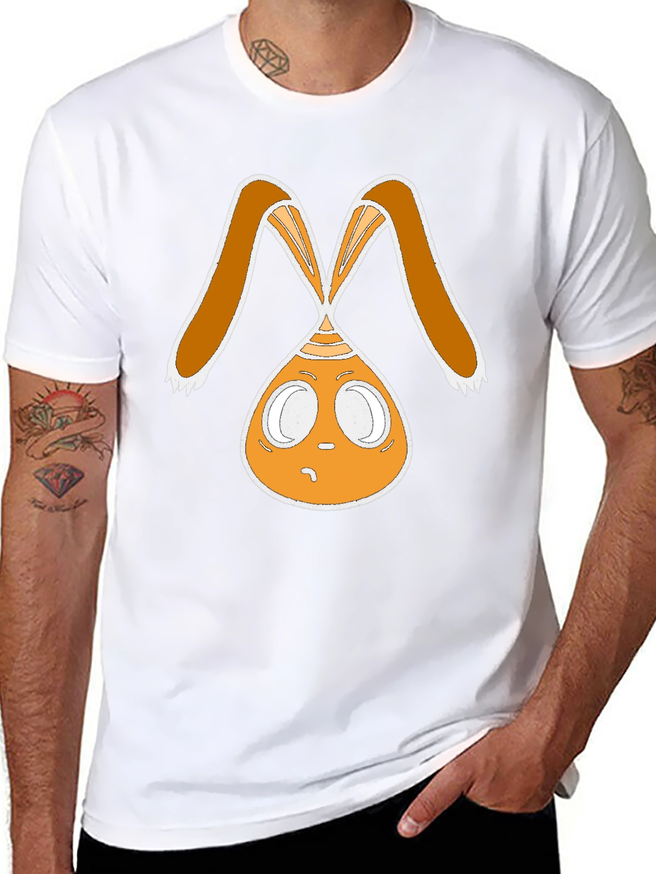 Funky Bunny Graphic Tee - Black Cotton Casual Shirt