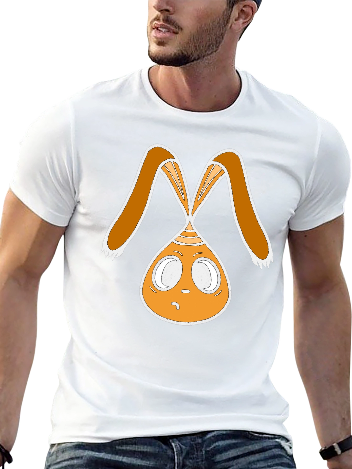 Funky Bunny Graphic Tee - Black Cotton Casual Shirt