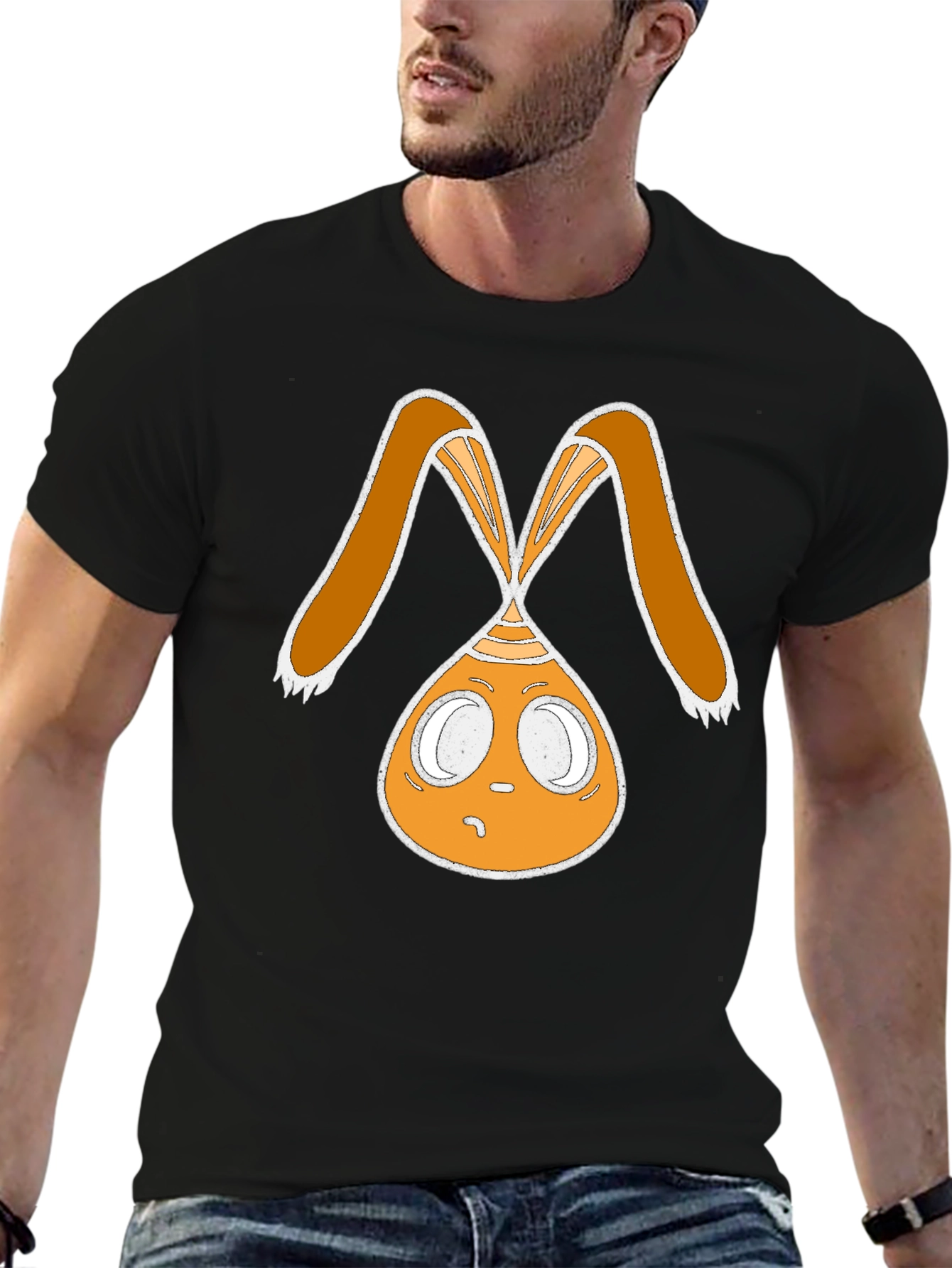 Funky Bunny Graphic Tee - Black Cotton Casual Shirt