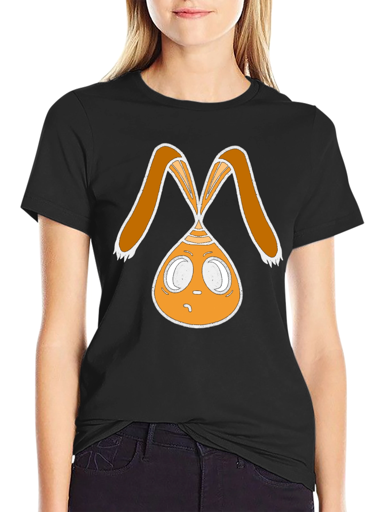 Funky Bunny Graphic Tee - Black Cotton Casual Shirt
