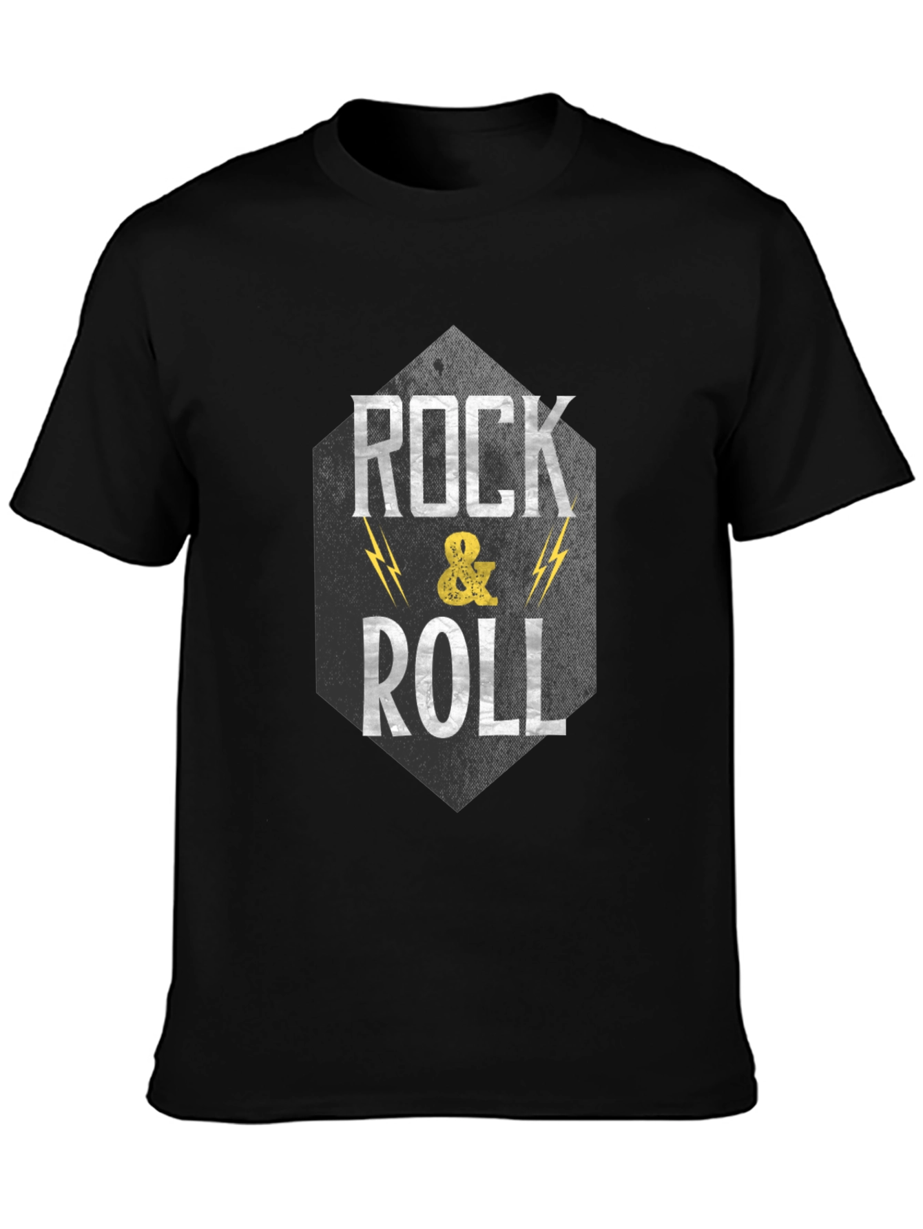 Rock & Roll Graphic Print Black T-Shirt