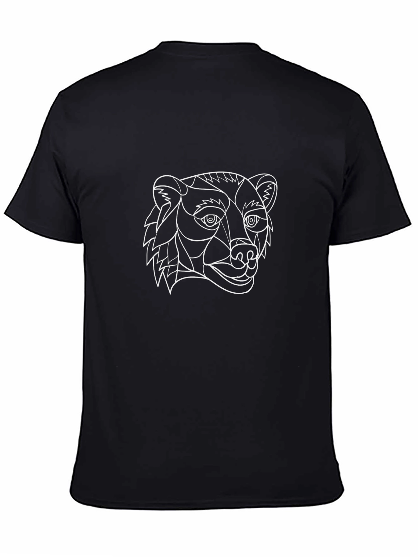 Geometric Bear Head Graphic Tee - Stylish Black T-Shirt