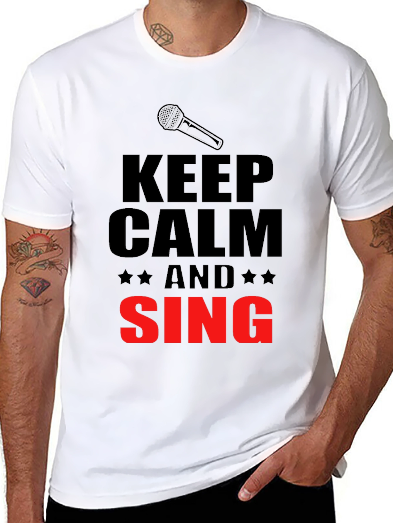 Keep Calm and Sing Graphic Black T-Shirt