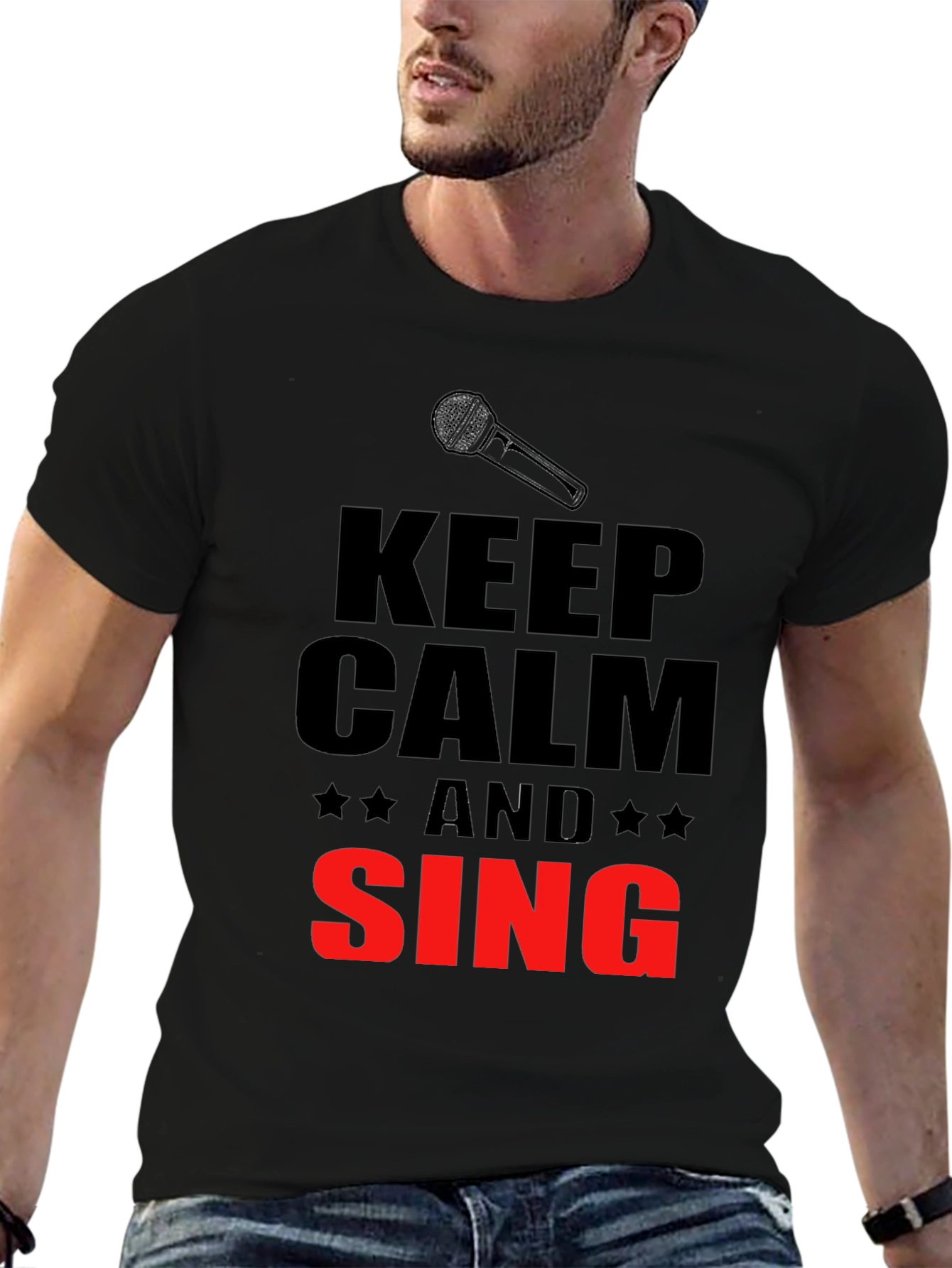 Keep Calm and Sing Graphic Black T-Shirt