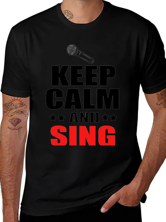Keep Calm and Sing Graphic Black T-Shirt
