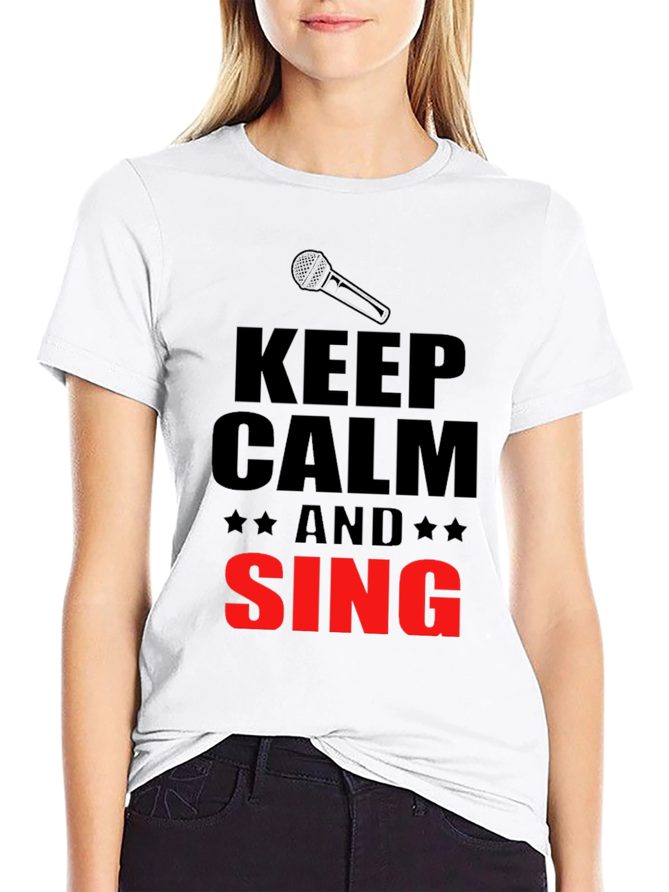 Keep Calm and Sing Graphic Black T-Shirt
