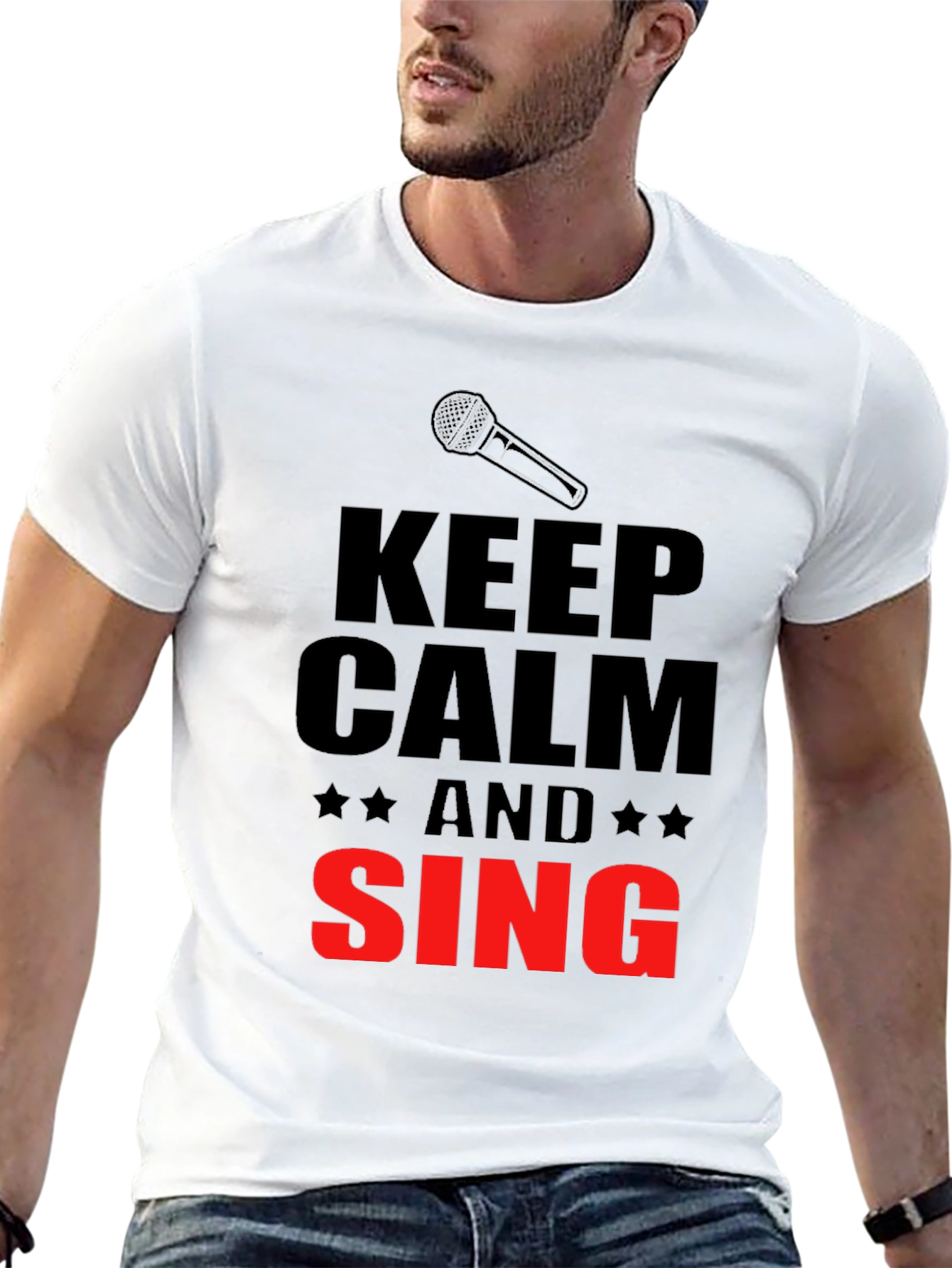 Keep Calm and Sing Graphic Black T-Shirt