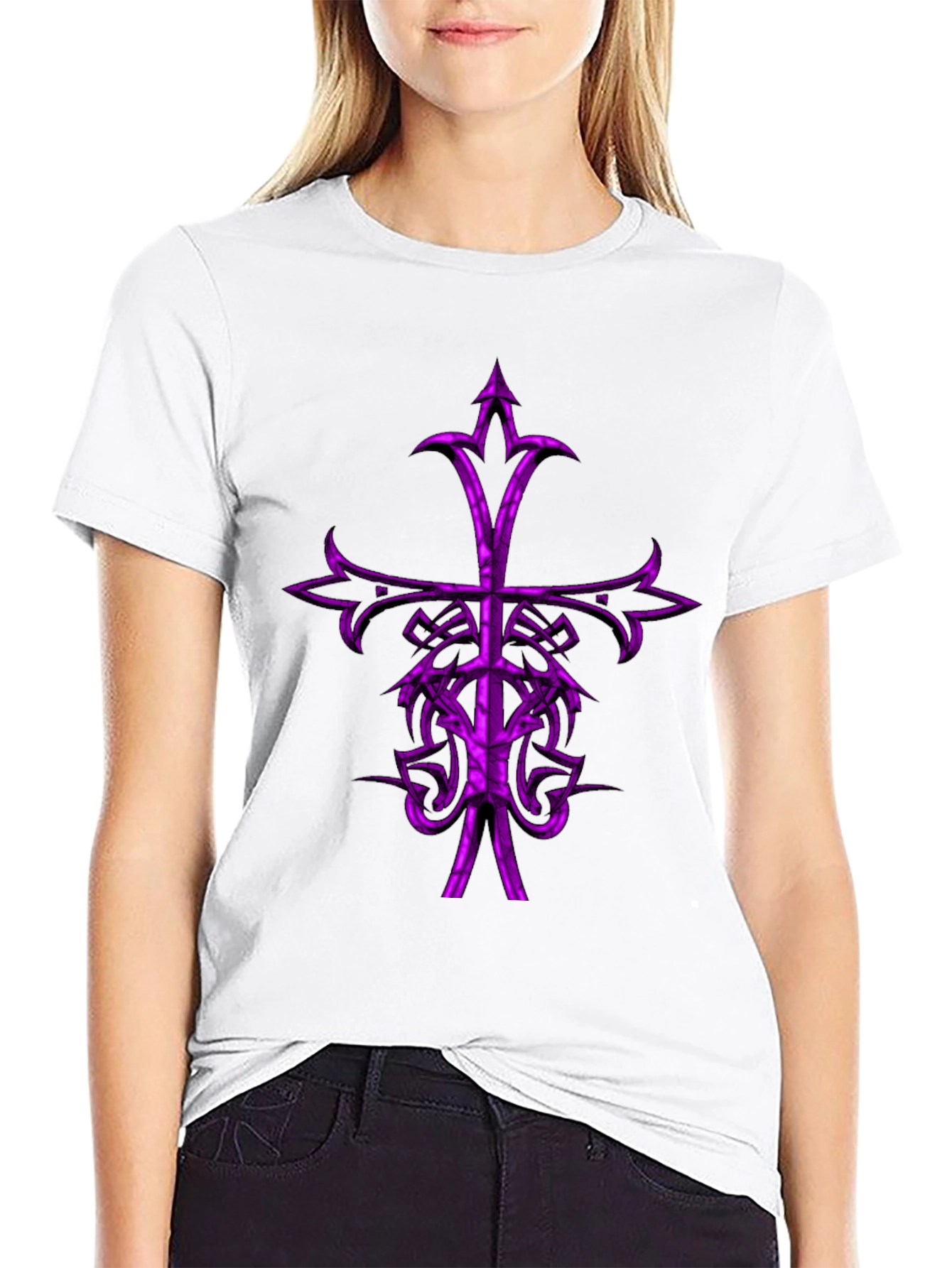 Gothic Purple Cross Graphic Tee