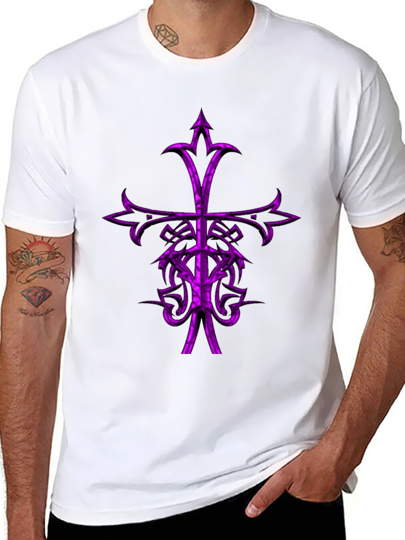 Gothic Purple Cross Graphic Tee