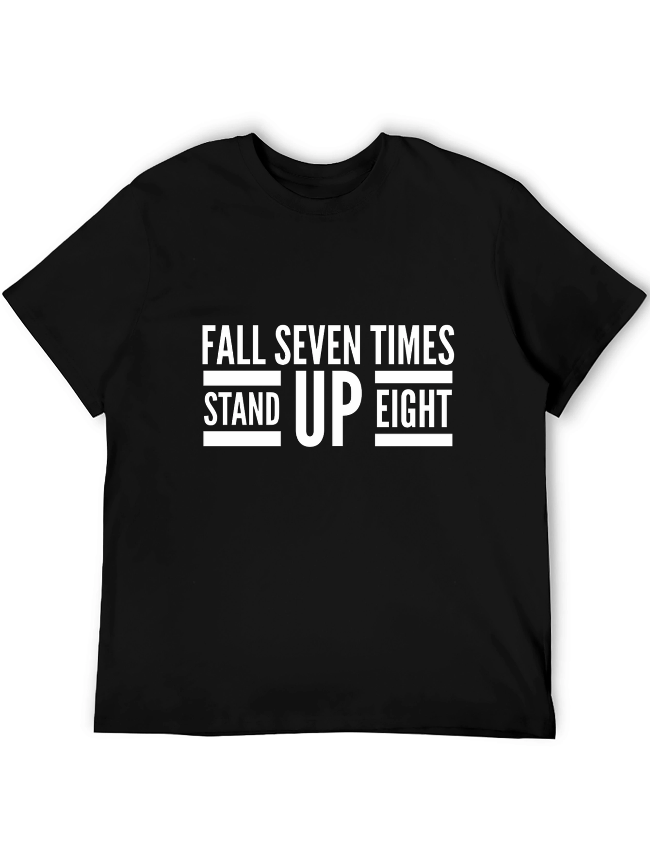 Motivational Fall Seven Times Stand Up Eight Black T-Shirt