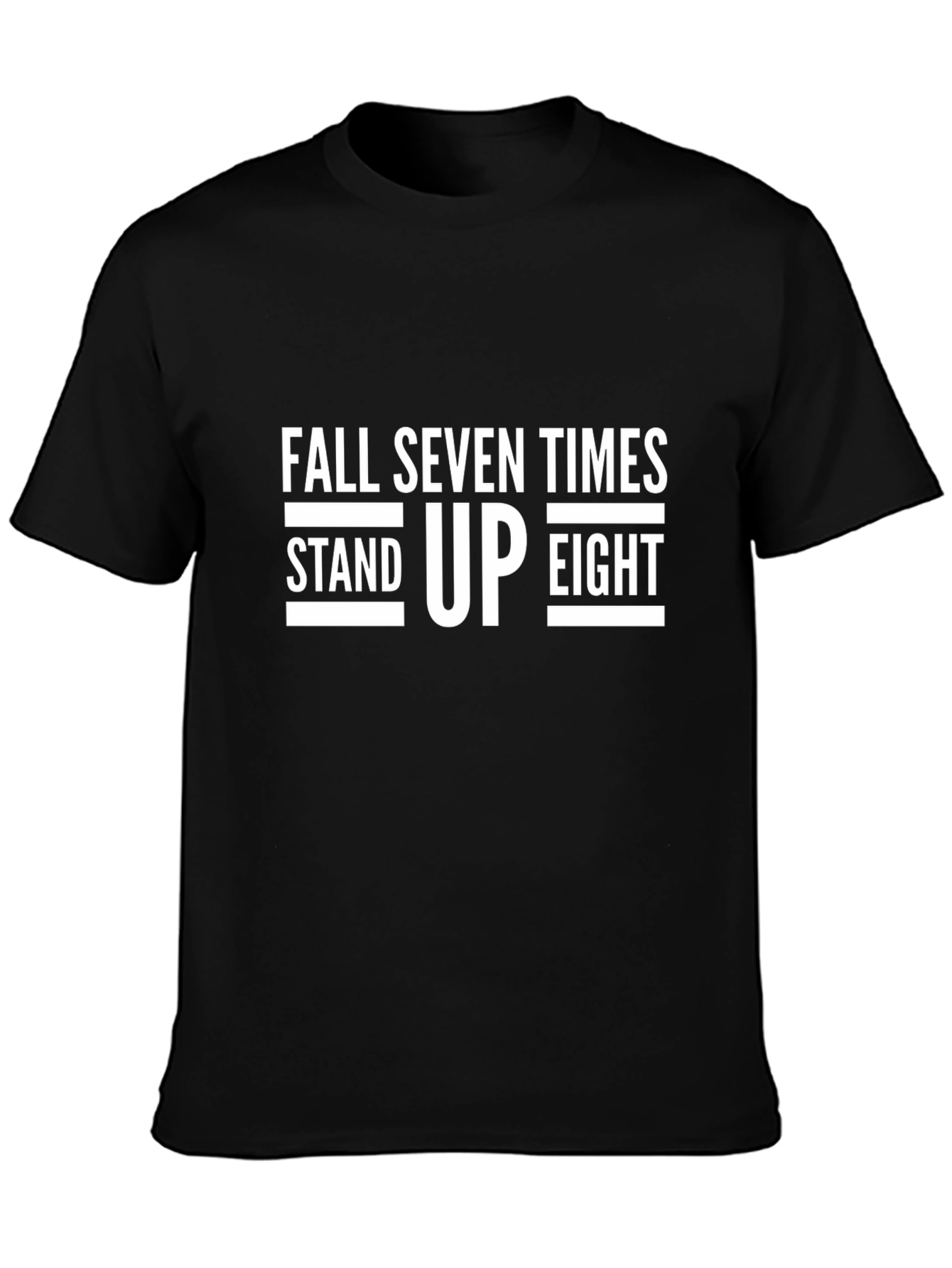 Motivational Fall Seven Times Stand Up Eight Black T-Shirt