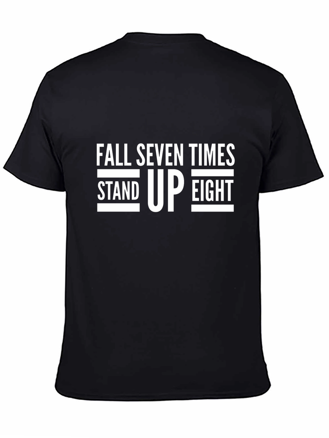 Motivational Fall Seven Times Stand Up Eight Black T-Shirt