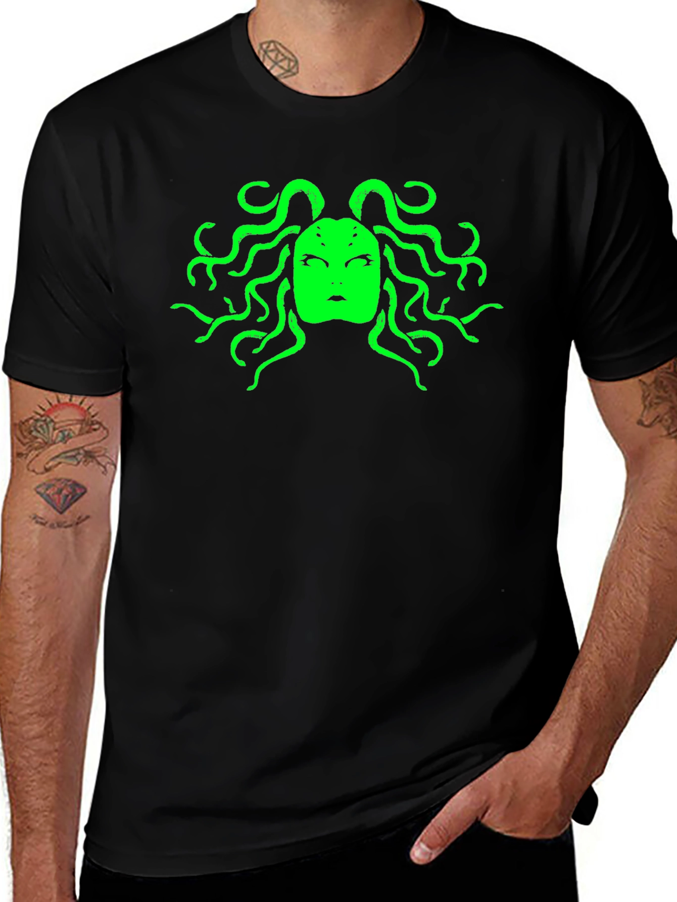 Medusa Graphic Tee - Bold Black Cotton T-Shirt