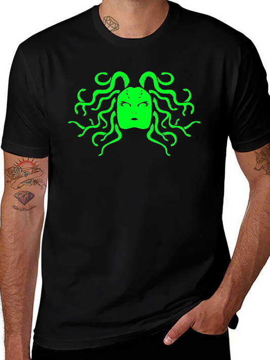 Medusa Graphic Tee - Bold Black Cotton T-Shirt