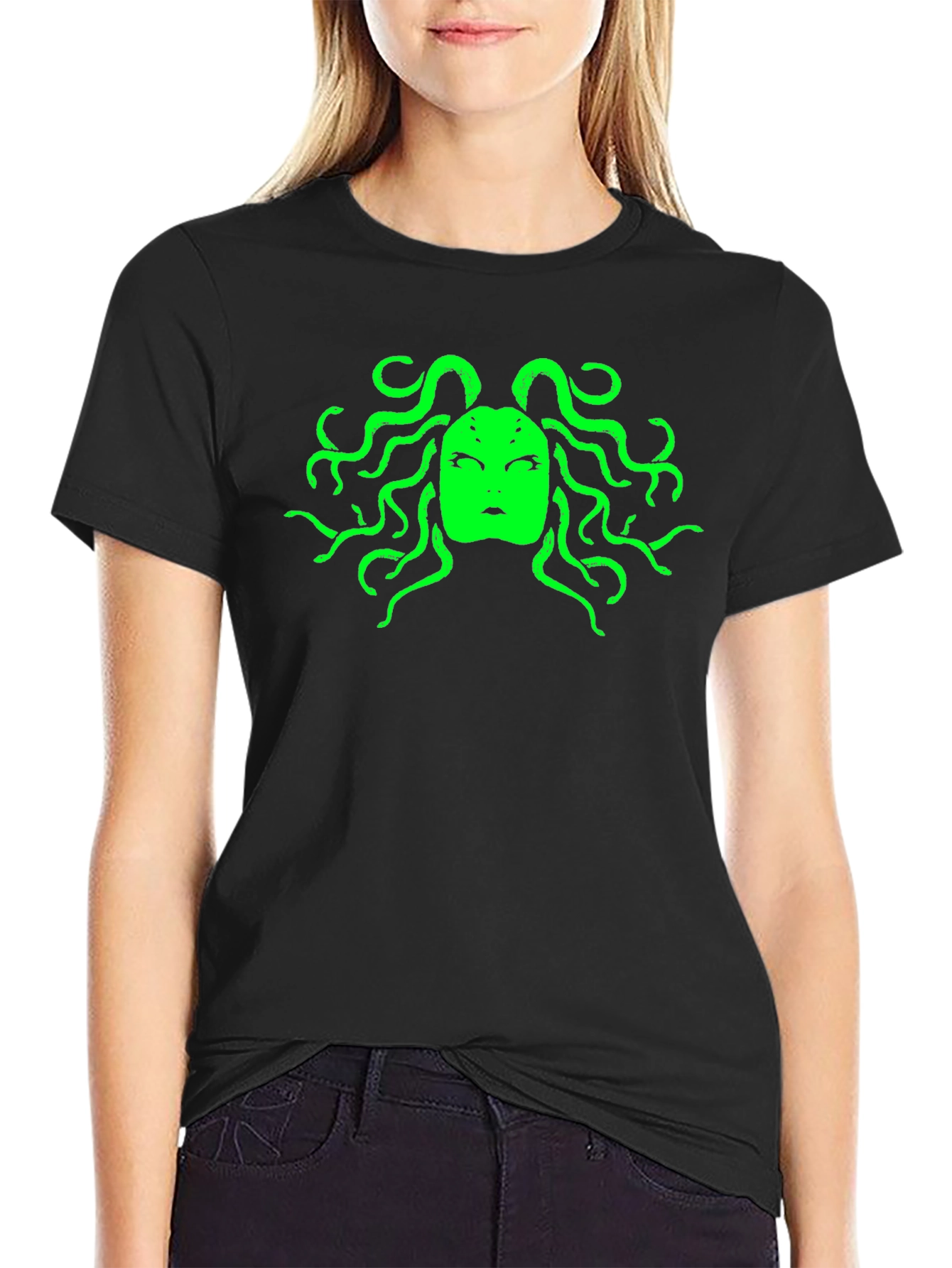 Medusa Graphic Tee - Bold Black Cotton T-Shirt
