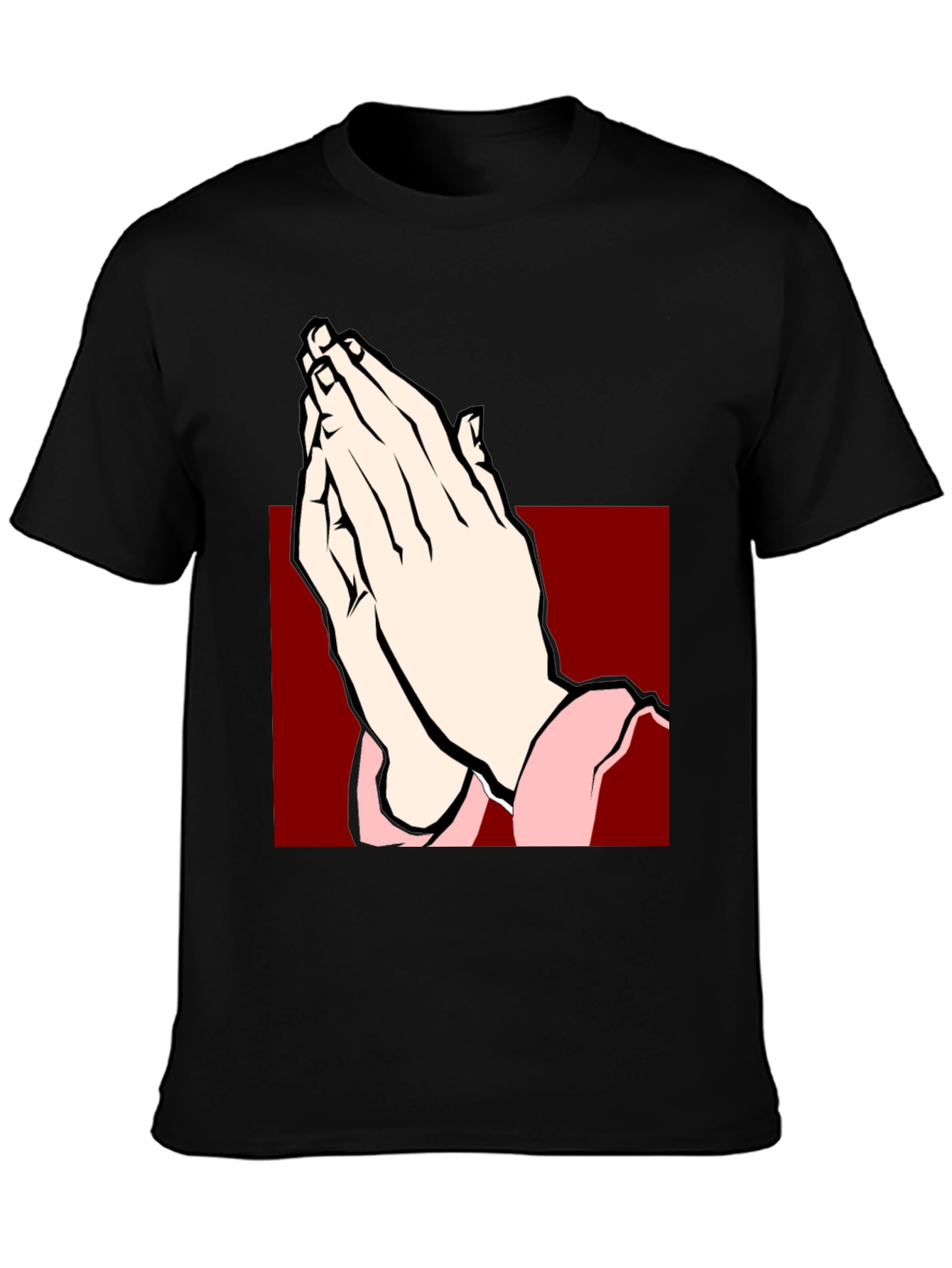 Praying Hands Graphic Tee - Black Cotton T-Shirt